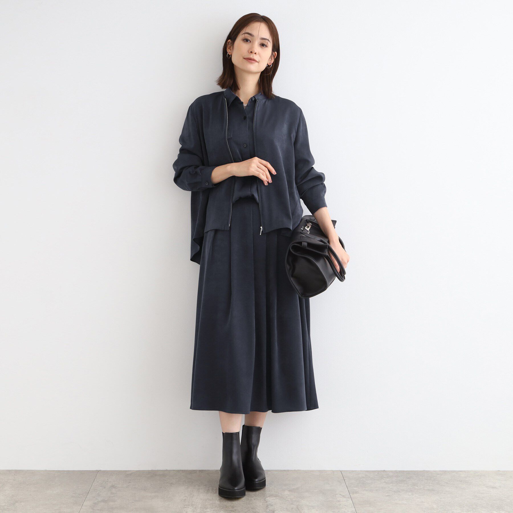 INDIVI「【洗える／UVケア】スエード調サテンタックスカート」|スカート|