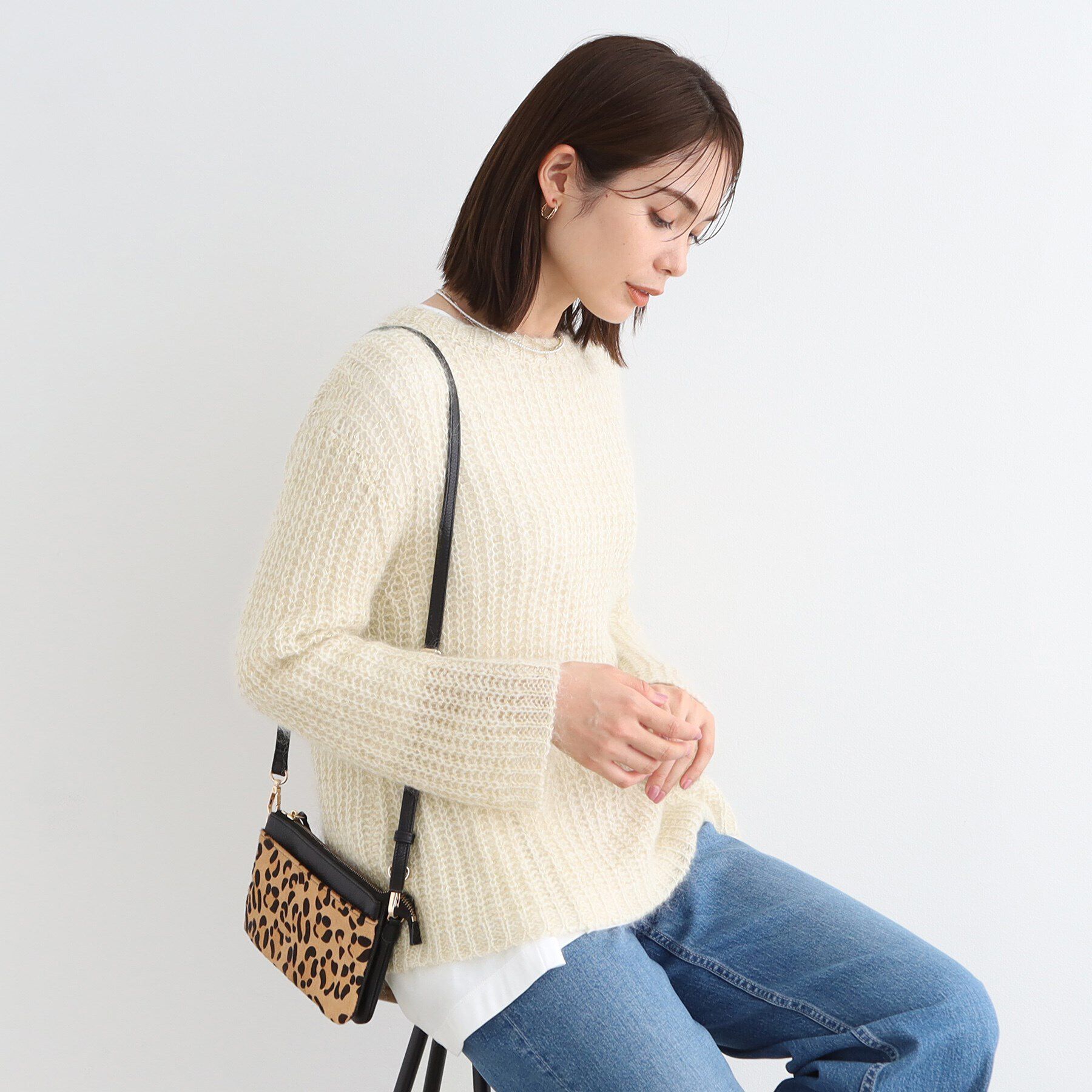 INDIVI「【洗える／モヘヤ混】ヘアリーゆるラメニット」|ニット・セーター|