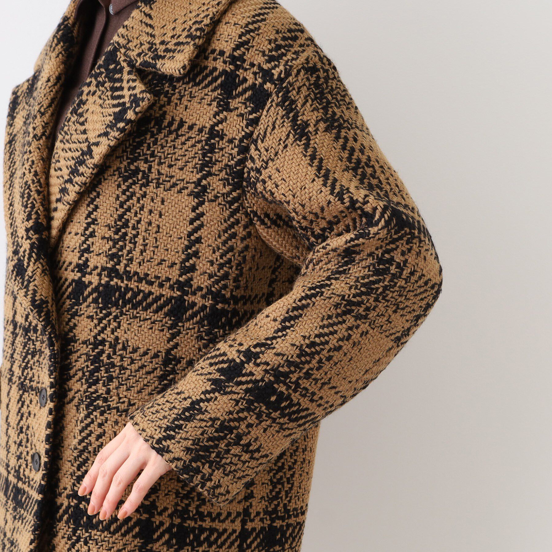 INDIVI「【日本製】ビッグチェック柄ショートコート」|チェスターコート|