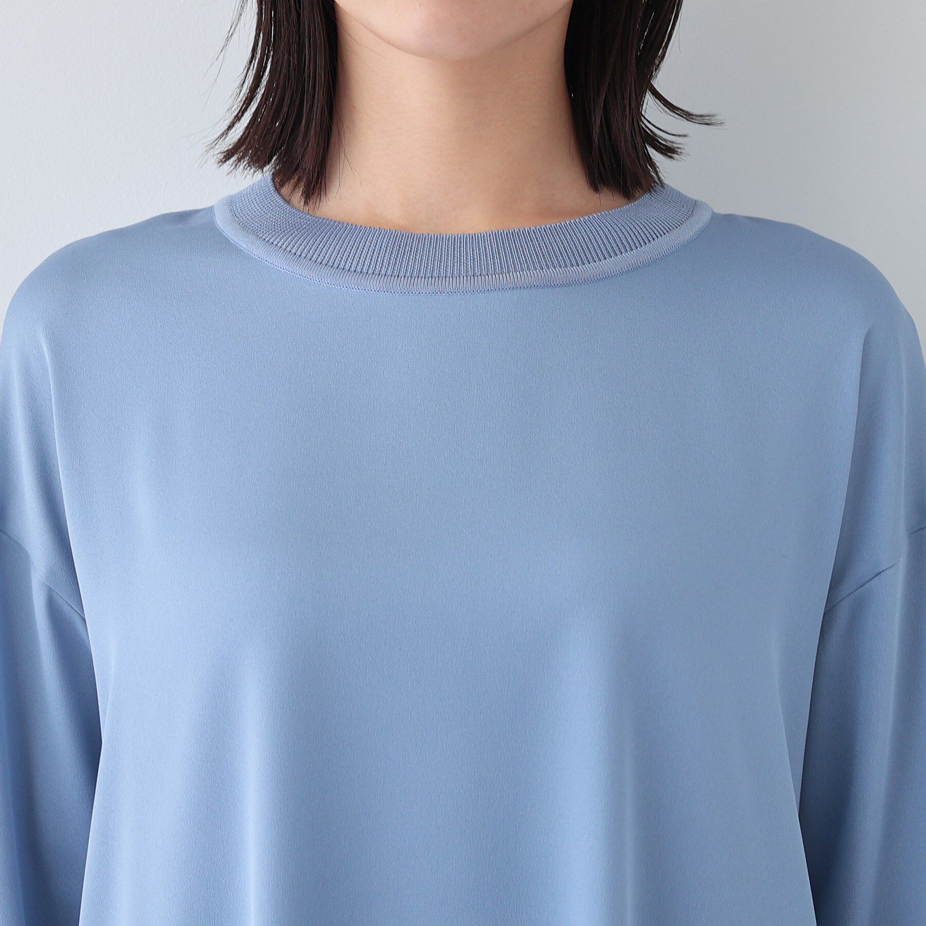 INDIVI「【洗える】異素材ドッキングトップス」|Tシャツ・カットソー|