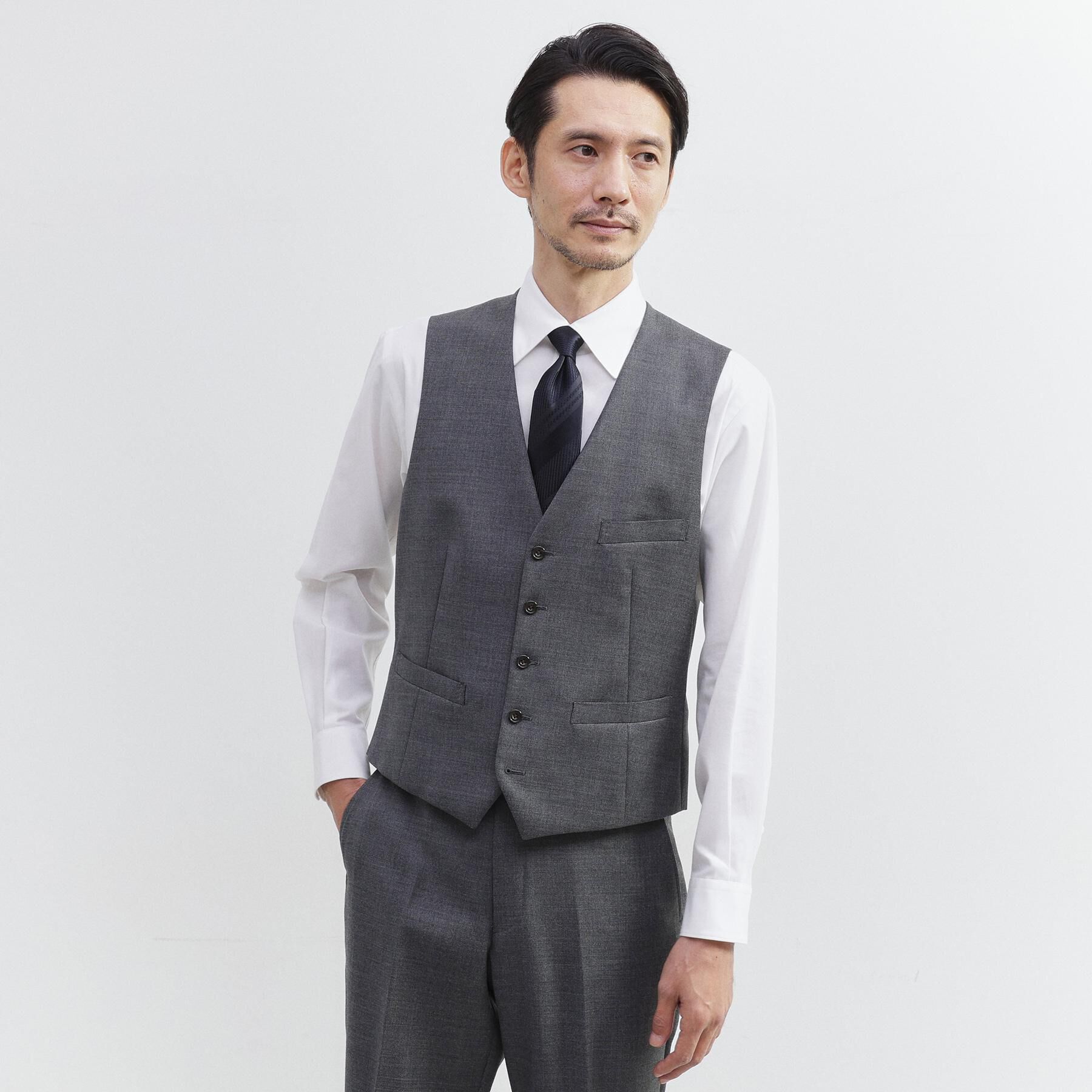 TAKEO KIKUCHI「【3ピース対応】シャイニーシャークピンヘッド ベスト」|スーツ|