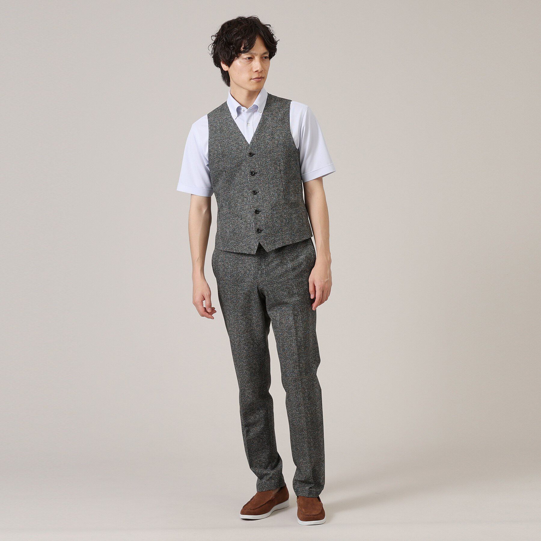 TAKEO KIKUCHI「【抗菌防臭】COOL DOTS（R）グレンチェック ベスト」|ベスト・ジレ|