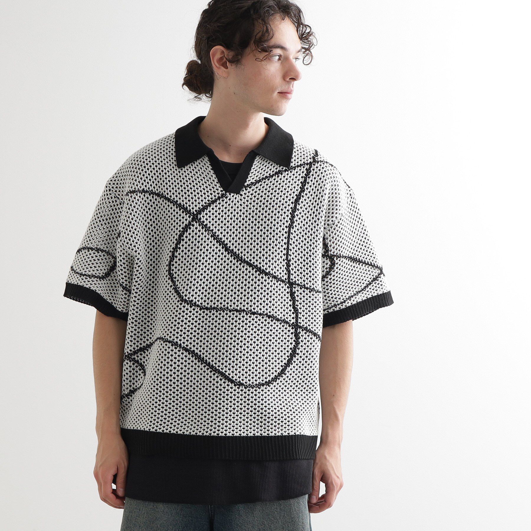 tk.TAKEO KIKUCHI「ラインアートニットポロ」|ニット・セーター|