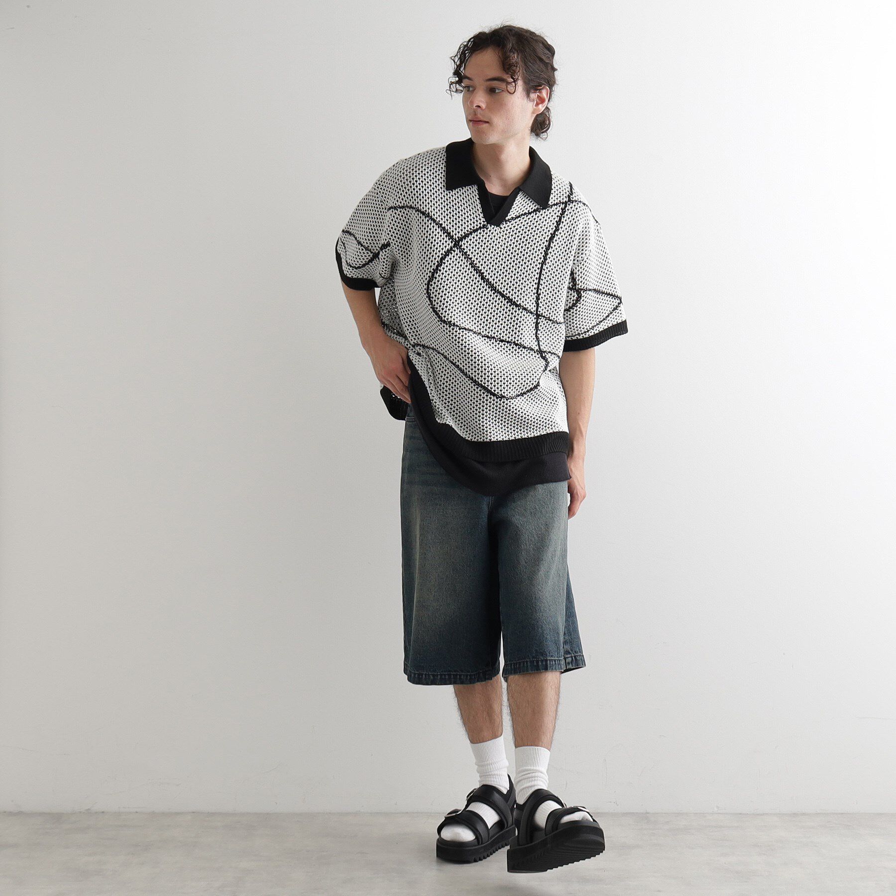 tk.TAKEO KIKUCHI「ラインアートニットポロ」|ニット・セーター|