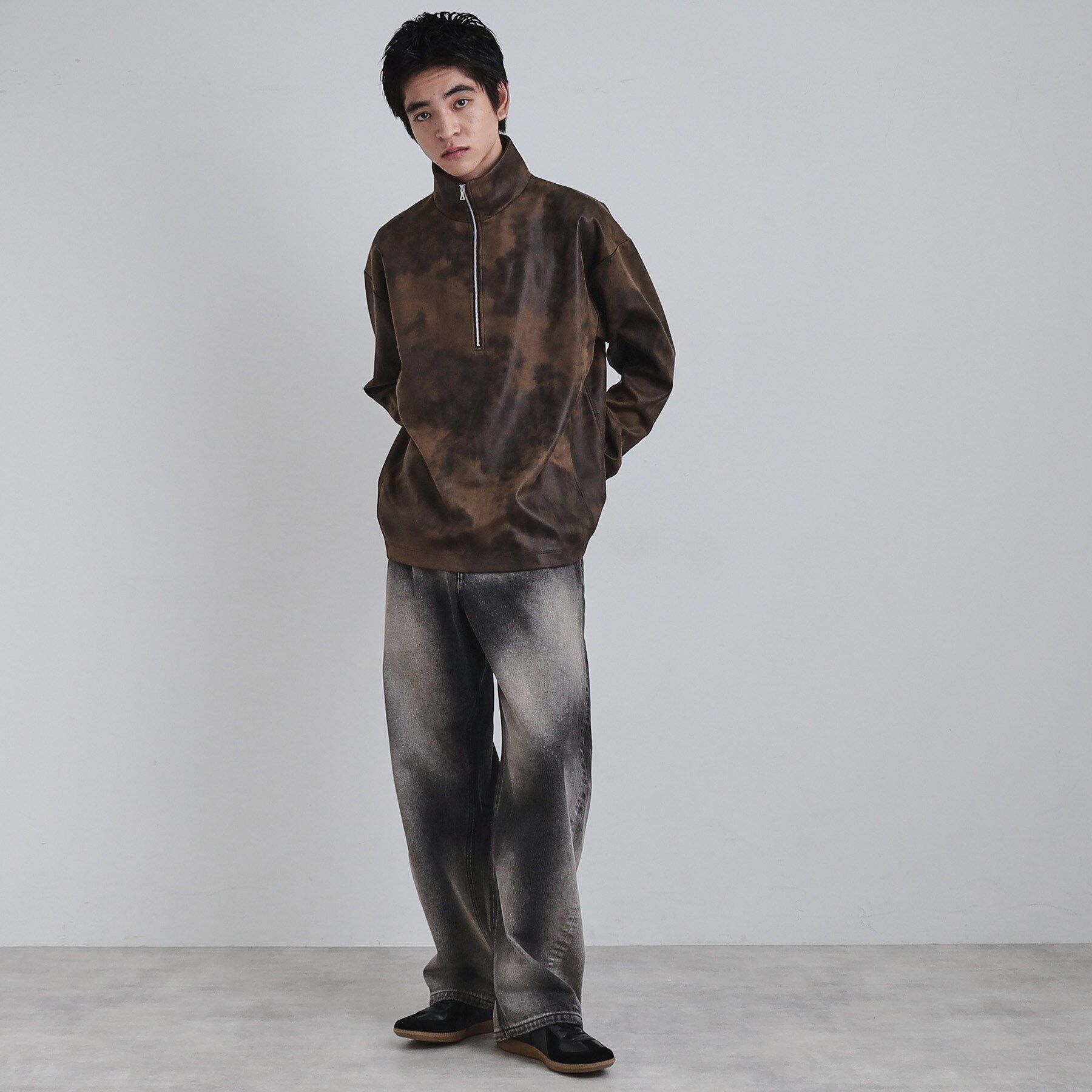 tk.TAKEO KIKUCHI「ヴィンテージライクプリント ハーフジッププルオーバー」|Tシャツ・カットソー|