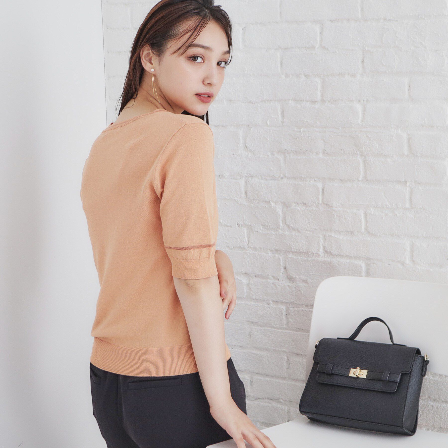 index「シアーラインデザインクルーネックニット/アンサンブル対応【洗濯機洗い可】」|ニット・セーター|