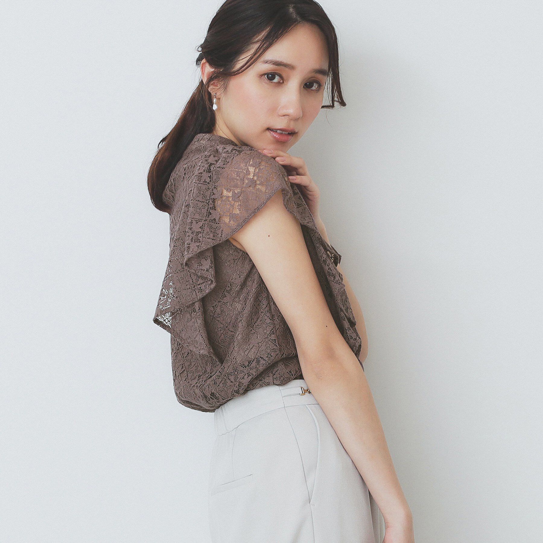 index「ジオメレースフレアスリーブブラウス/セットアップ対応【洗濯機洗い可】」|シャツ・ブラウス|