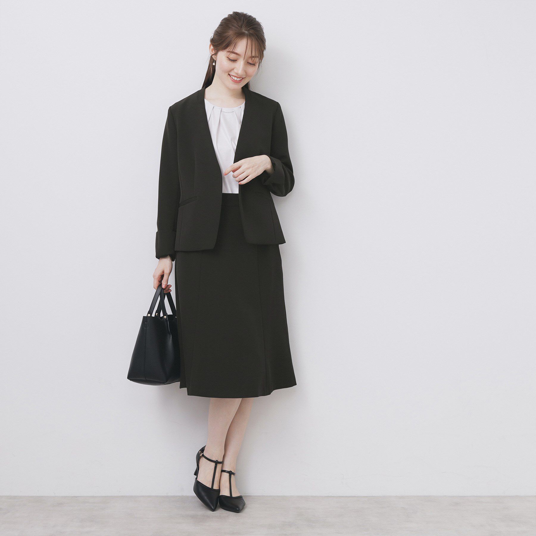 index「ストレッチノーカラージャケット/セットアップ対応【洗濯機洗い可/イージーアイロン/防シワ】」|ノーカラージャケット|