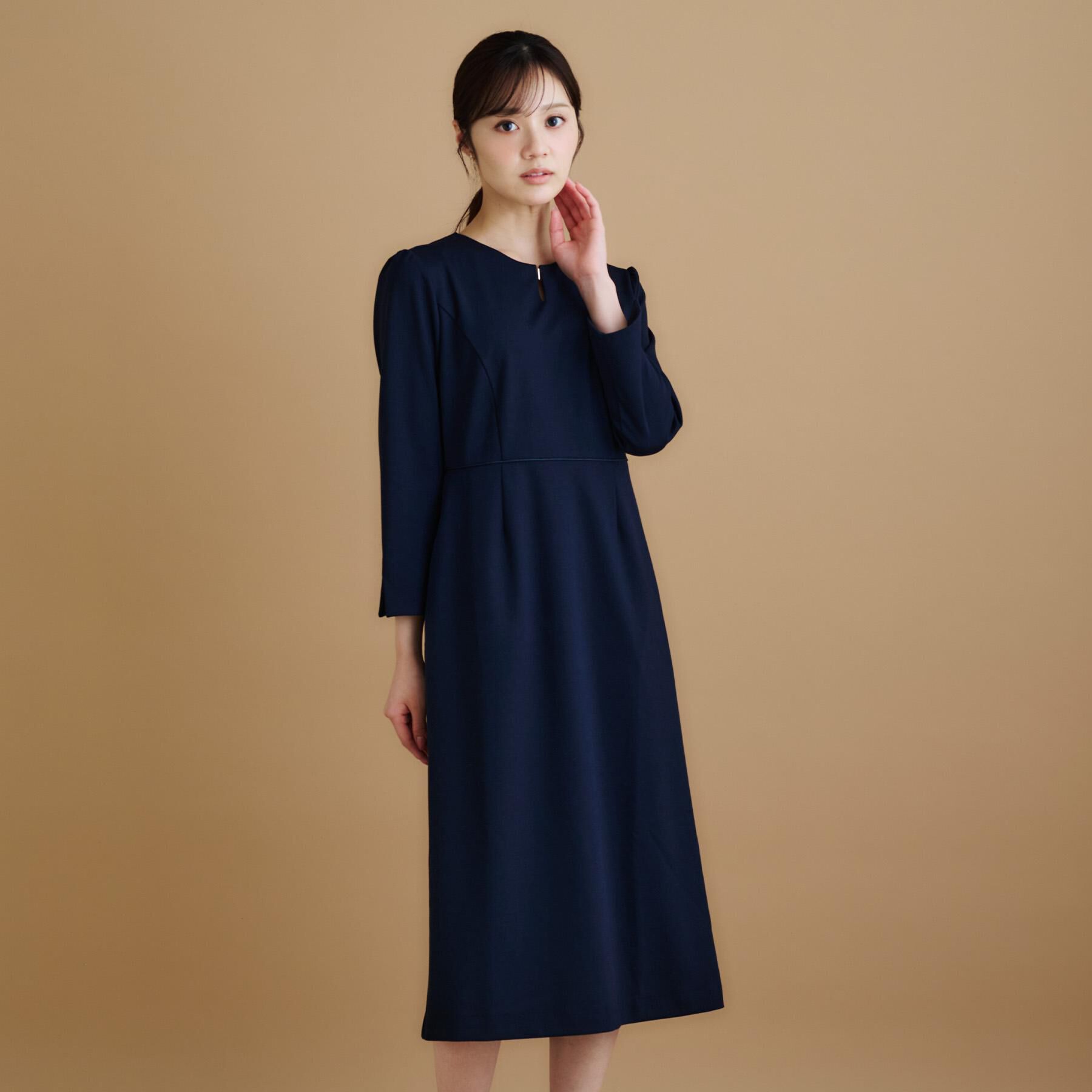 index「ストレッチキーネックワンピース【洗濯機OK/イージーアイロン】」|ワンピース|