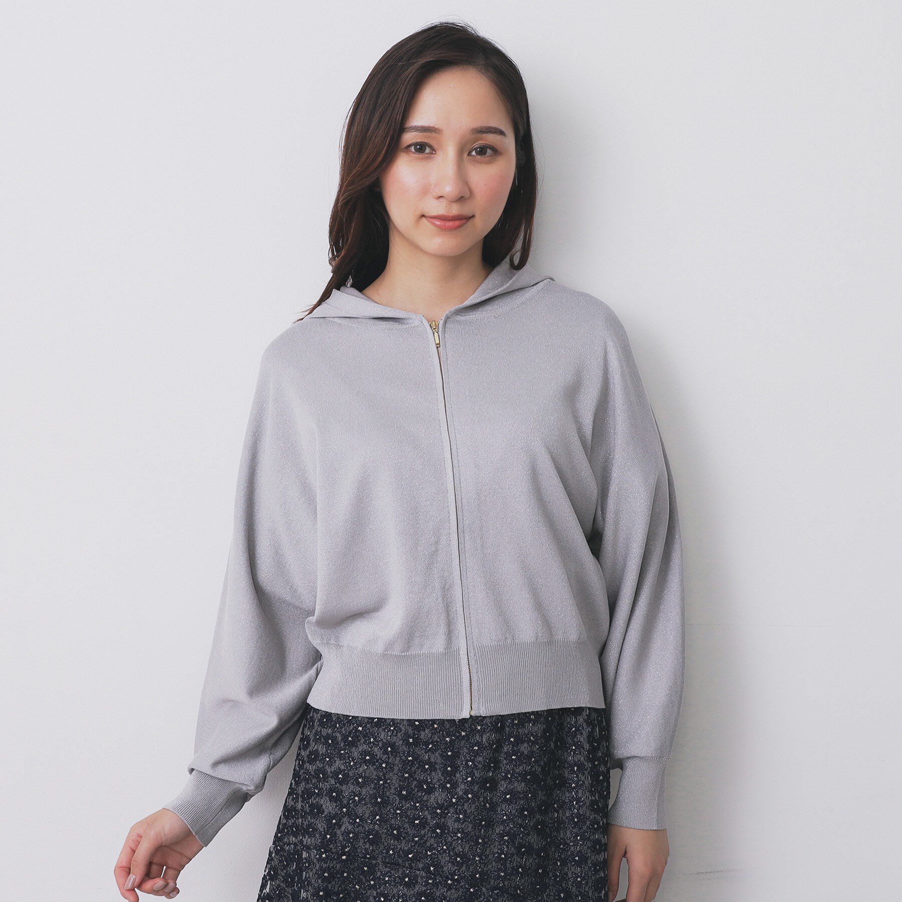 index「ドルマンジップラメパーカ【洗濯機OK】」|パーカー|