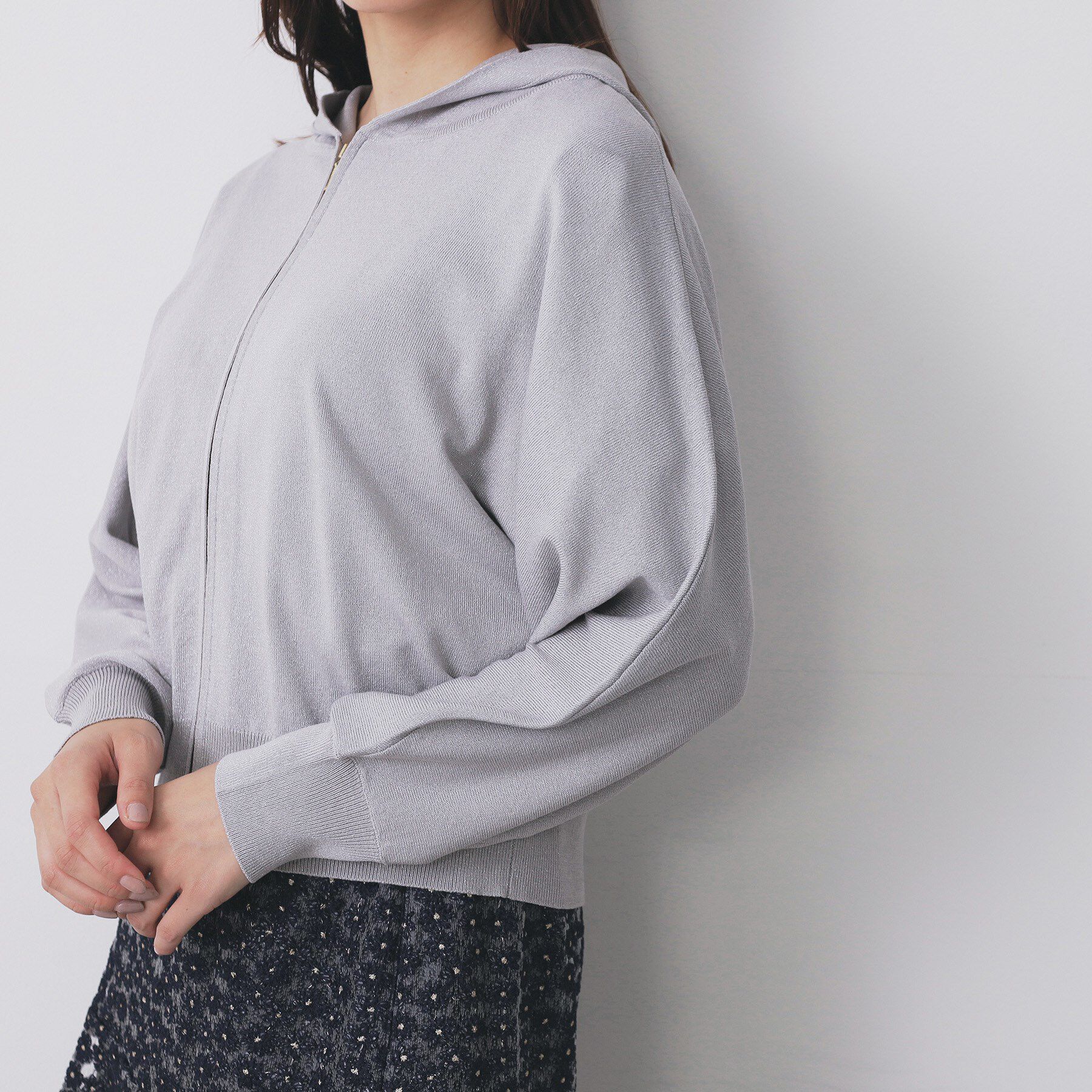 index「ドルマンジップラメパーカ【洗濯機OK】」|パーカー|