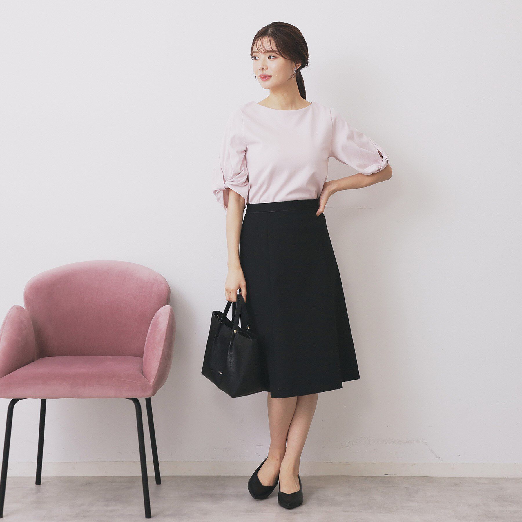 index「《S-3Lサイズ》ストレッチセミフレアスカート/セットアップ対応【洗える/イージーアイロン】」|スカート|