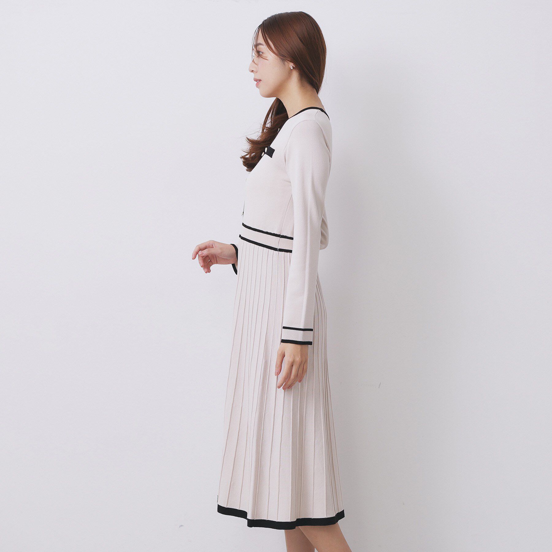 index「バイカラードッキング風ニットワンピース【洗濯機OK/抗ピル】」|ワンピース|