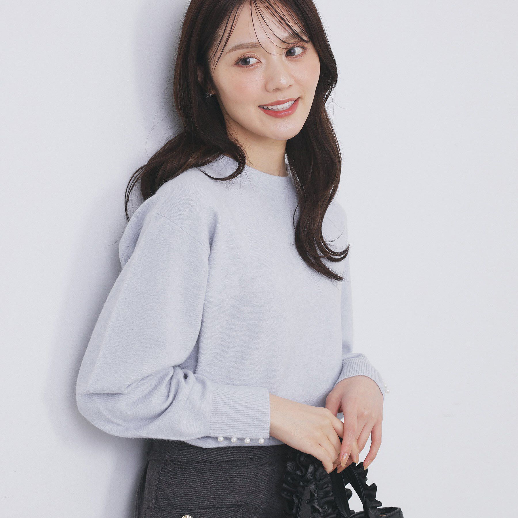 index「ふんわりボトルネックパフスリーブニット【洗濯機OK】」|ニット・セーター|サックスブルー(89