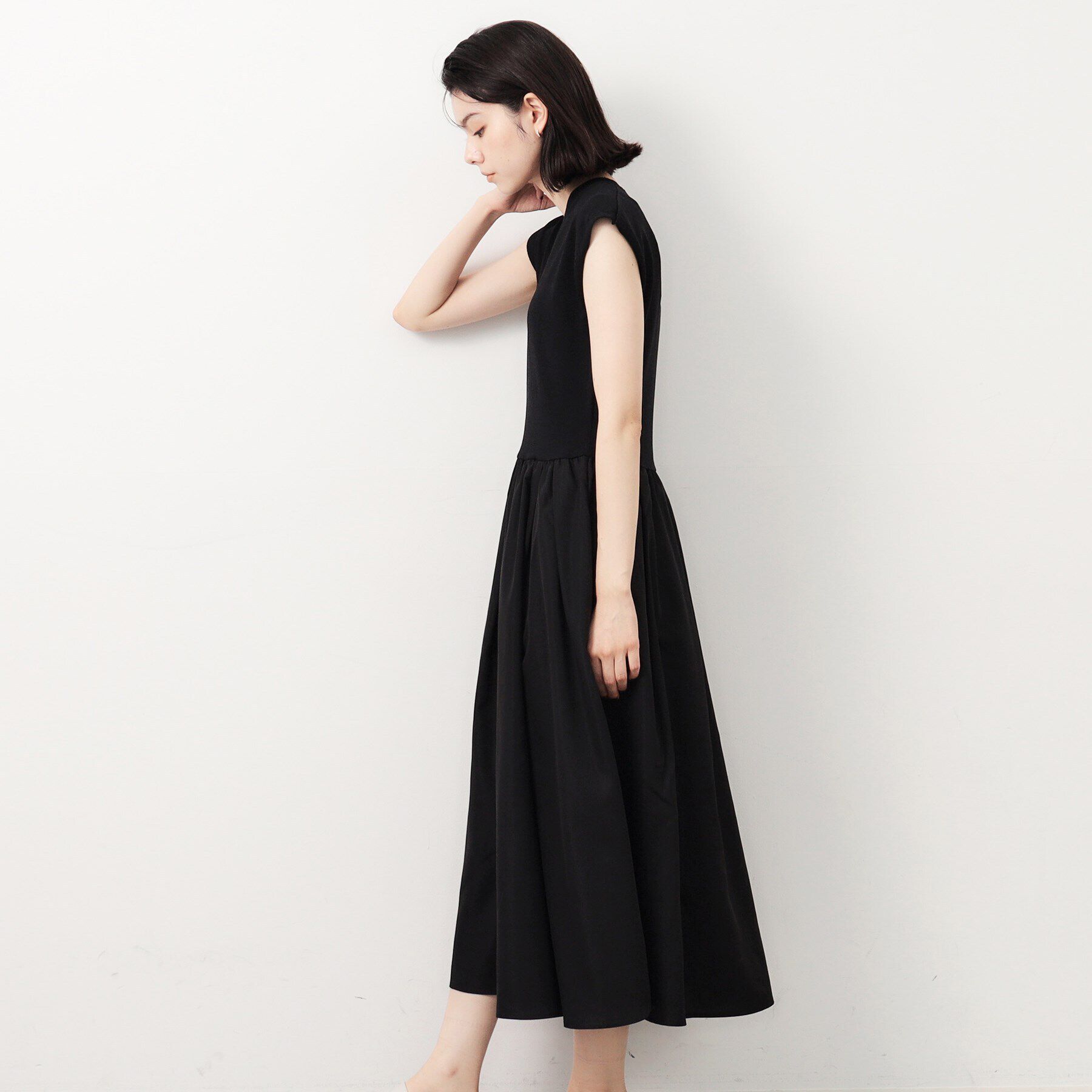 OPAQUE.CLIP「フレンチスリーブニットドッキングワンピース【洗濯機洗い可】」|ワンピース|