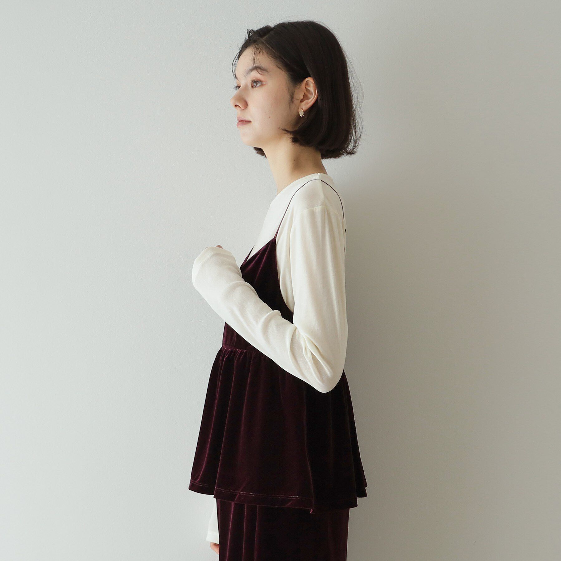 OPAQUE.CLIP「《美人百花掲載》ベロアキャミブラウス/セットアップ対応【洗濯機洗い可】」|キャミソール|