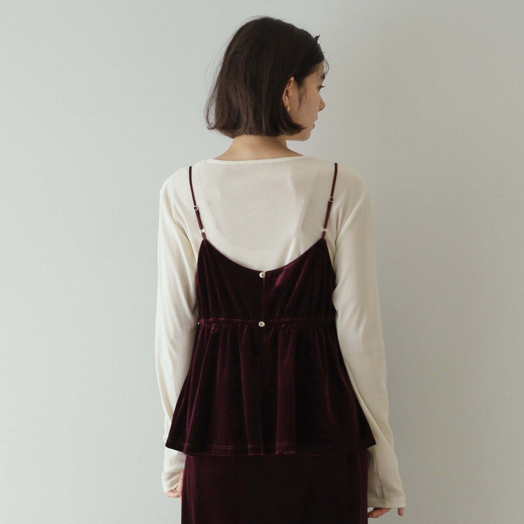 OPAQUE.CLIP「《美人百花掲載》ベロアキャミブラウス/セットアップ対応【洗濯機洗い可】」|キャミソール|