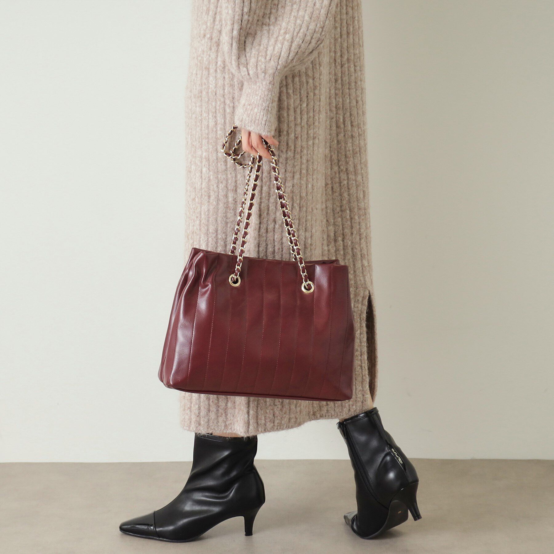 OPAQUE.CLIP「ストライプキルトチェーンショルダーバッグ」|ショルダー・メッセンジャー|