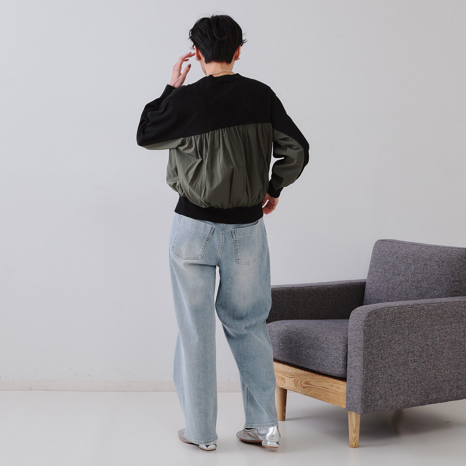 OPAQUE.CLIP「ギャザーフハクドッキングニット【洗濯機洗い可】」|ニット・セーター|