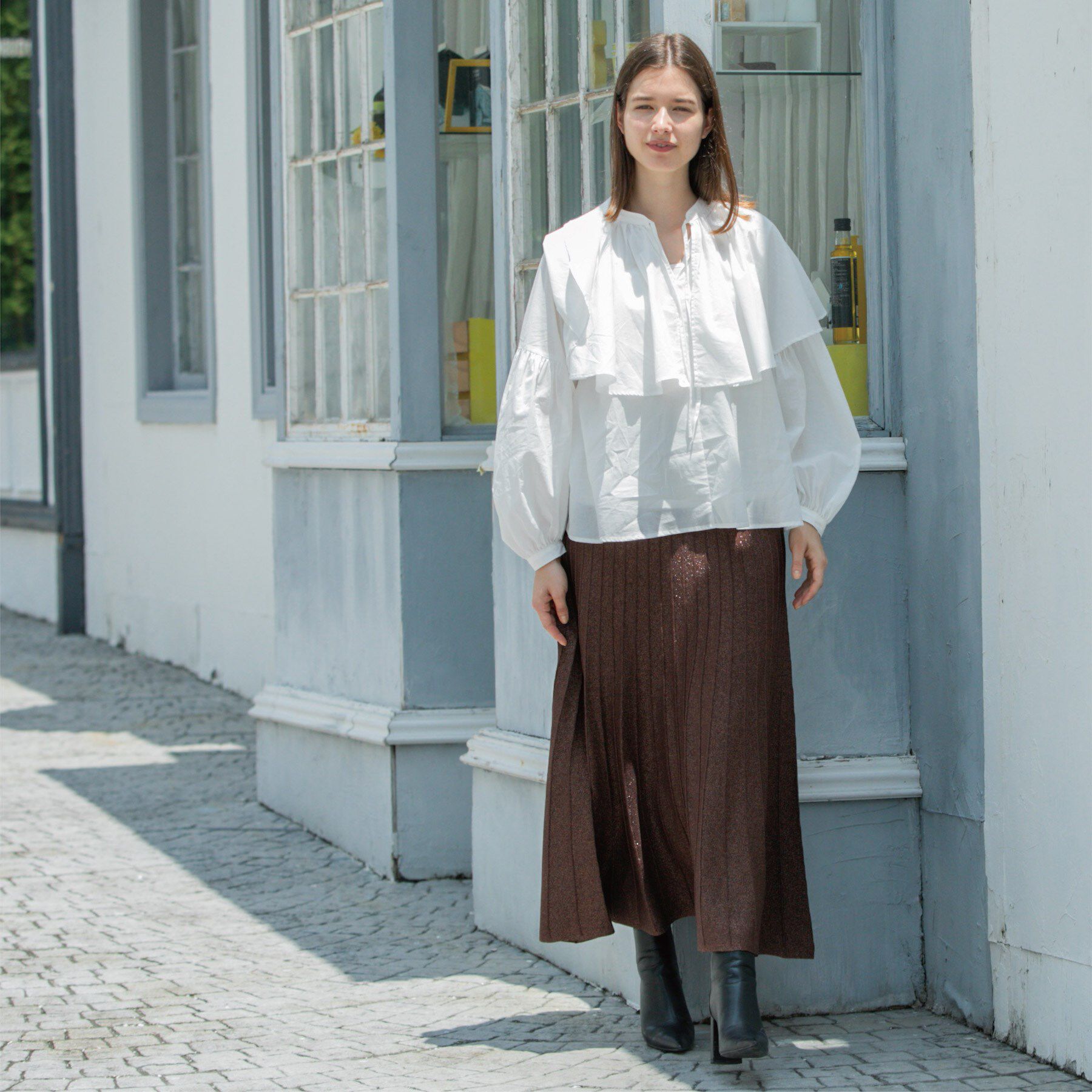 OPAQUE.CLIP「ラメニットプリーツスカート【洗える】」|スカート|