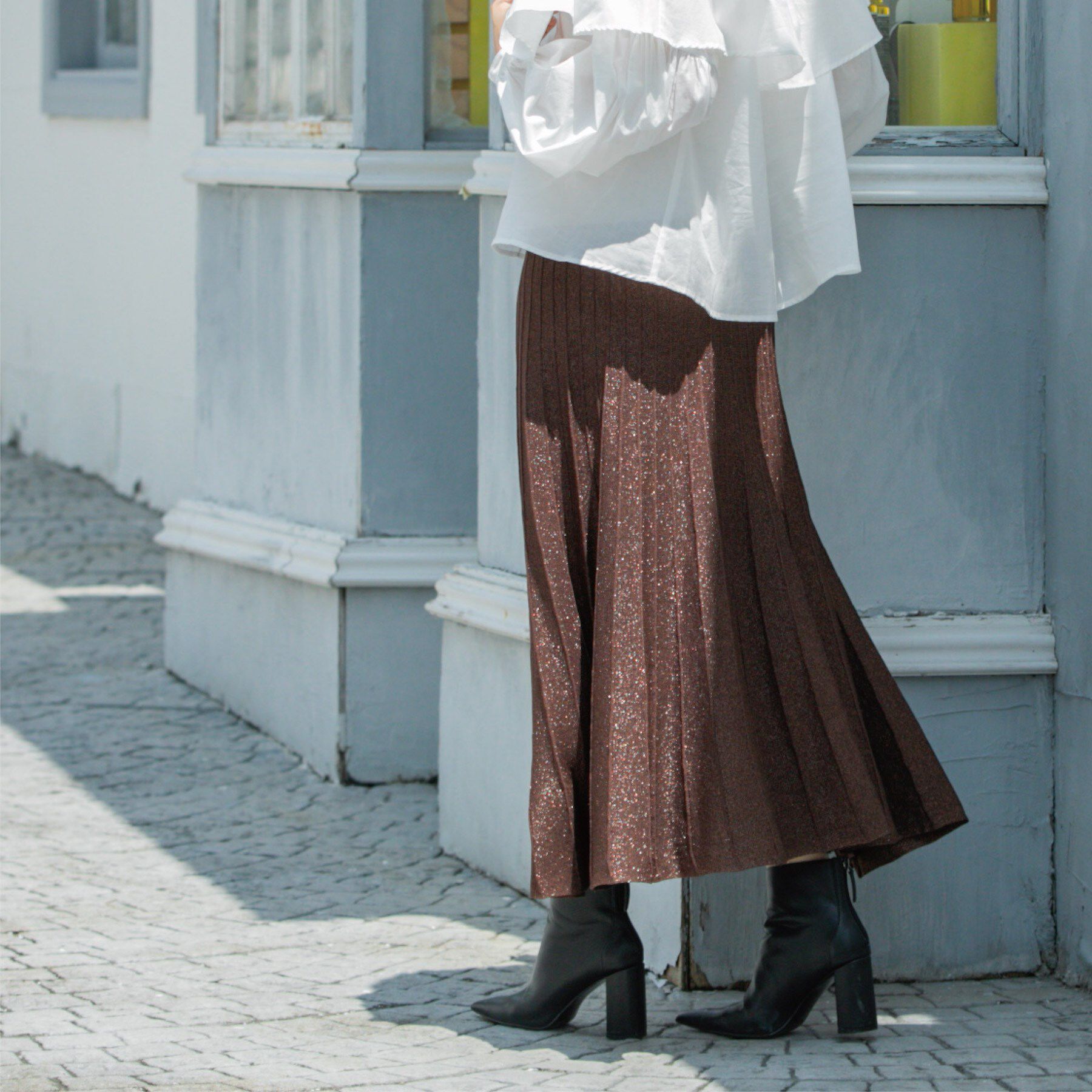 OPAQUE.CLIP「ラメニットプリーツスカート【洗える】」|スカート|