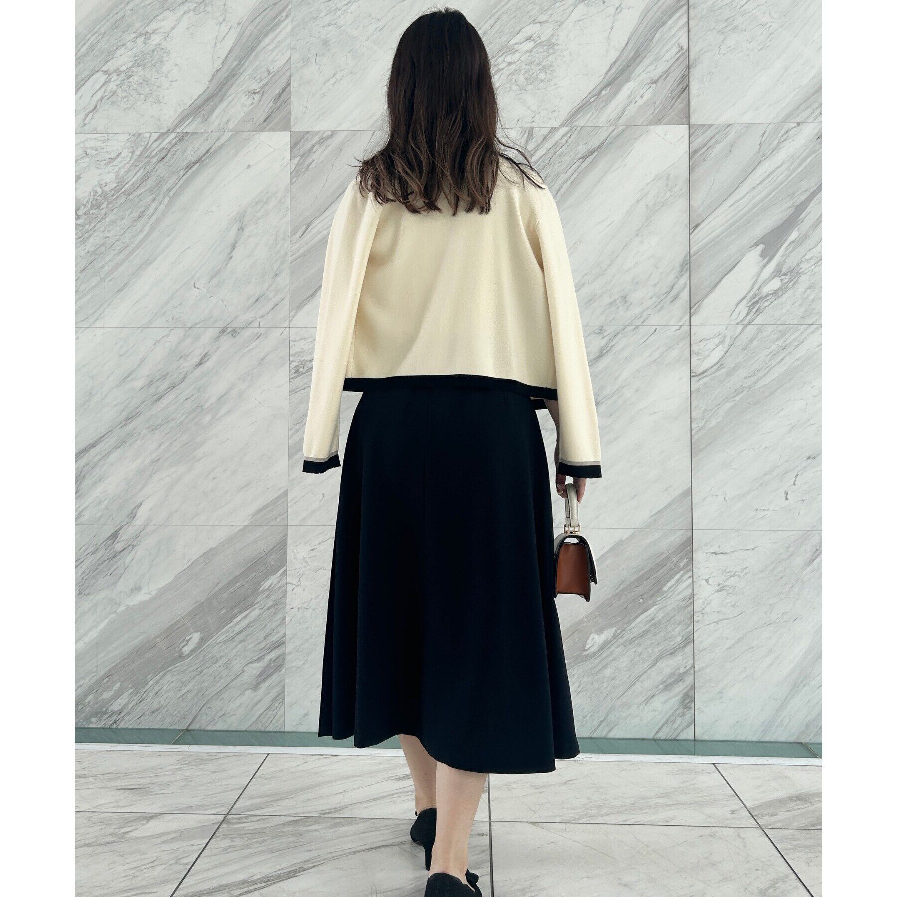 Couture broach「【高級感のあるベーシックカーデ】配色スカラニットジャケット」|カーディガン|