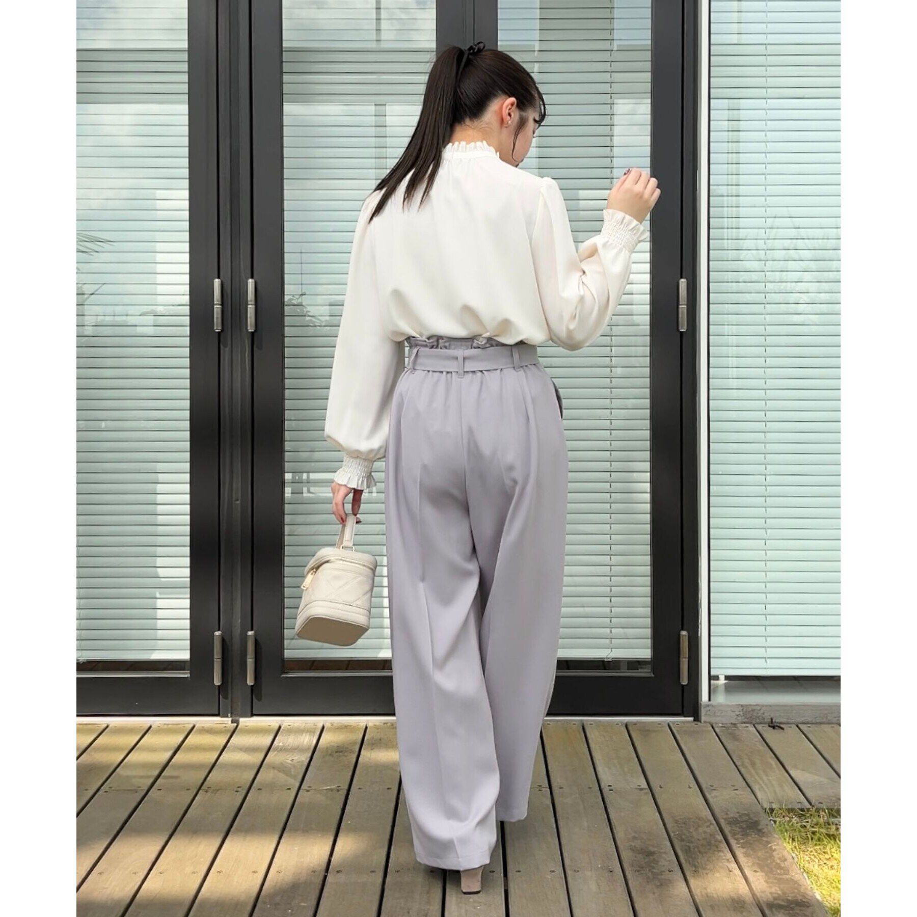 Couture broach「【ほんのりハイウエスト・スッキリ見え】サス付きリボンワイドパンツ」|その他|