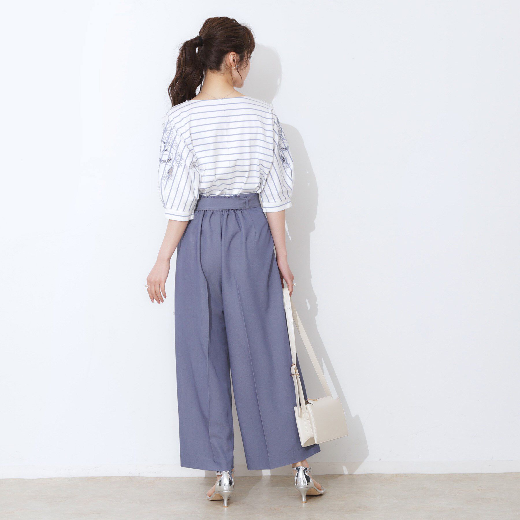 Couture broach「【リボン付き・通勤】シャンブレーワイドパンツ」|その他|