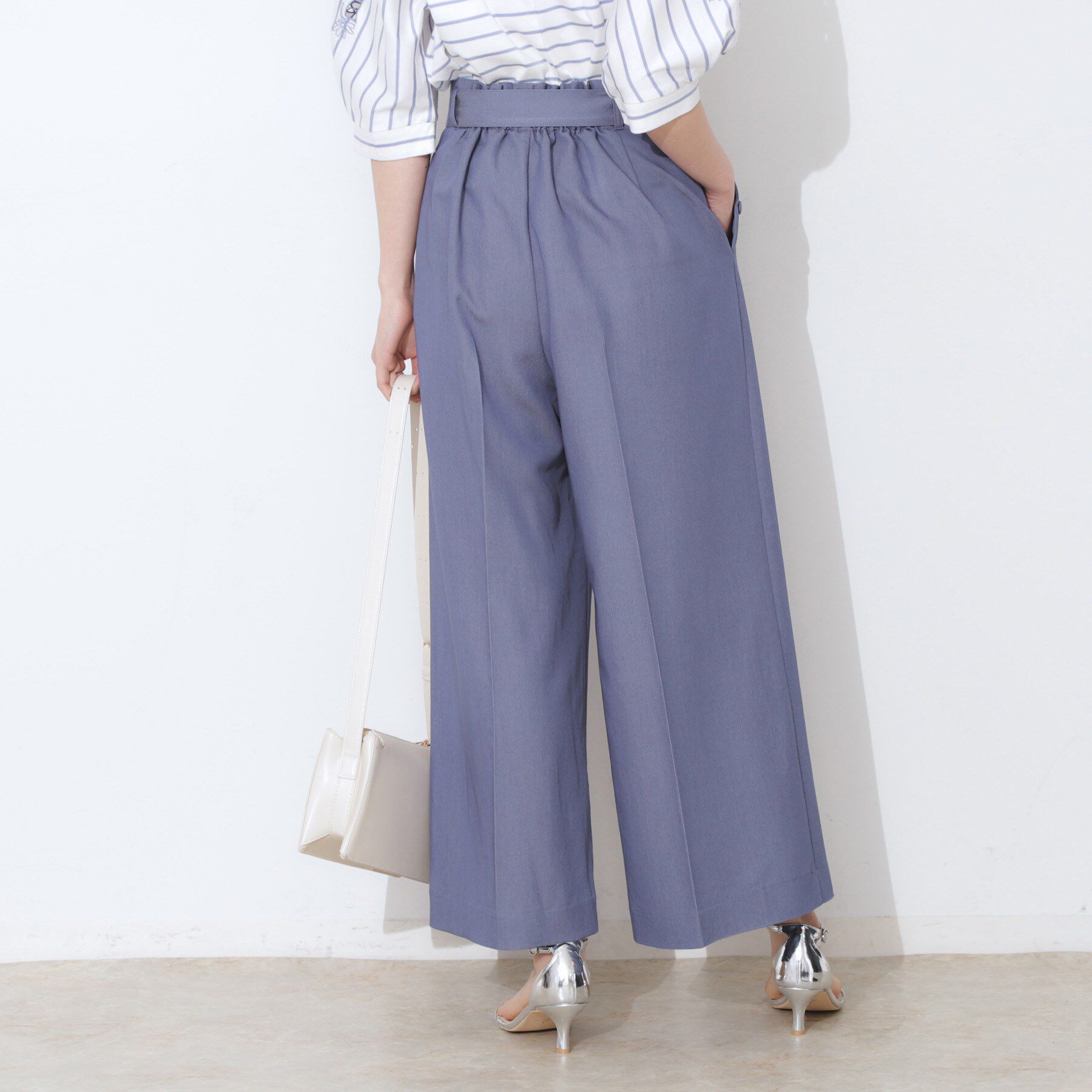 Couture broach「【リボン付き・通勤】シャンブレーワイドパンツ」|その他|