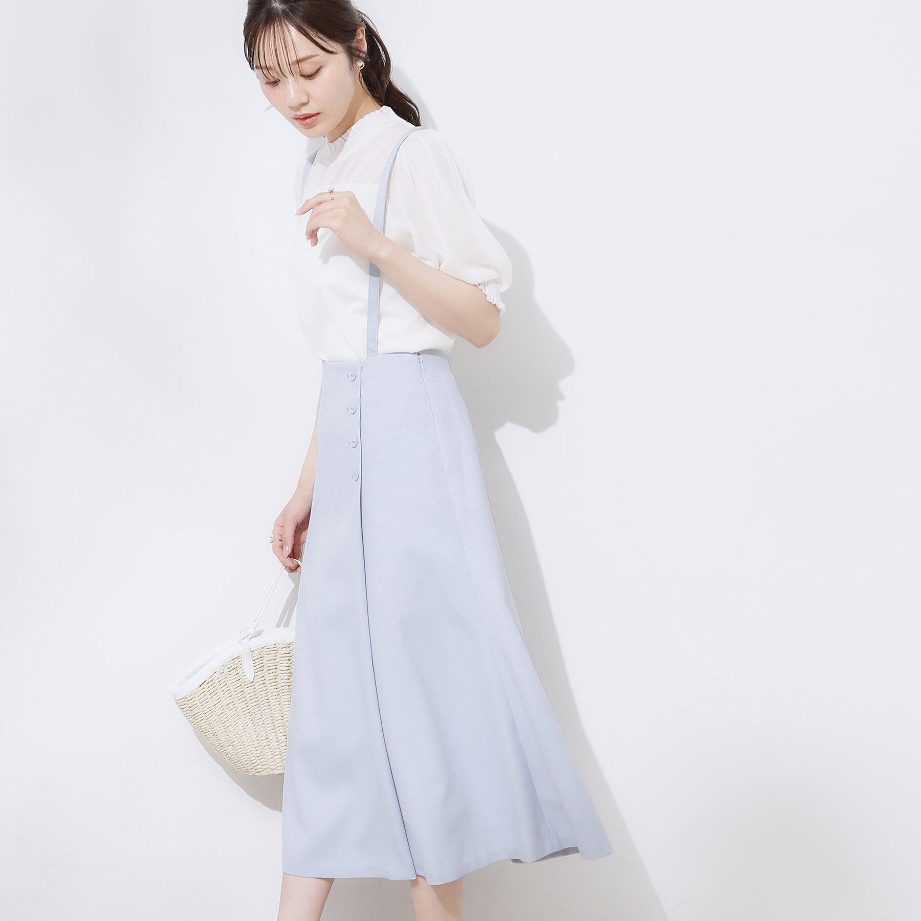 Couture broach「【2WAY・通勤・きれいめ】リネンライク サス付きスカート」|ジャンパースカート|
