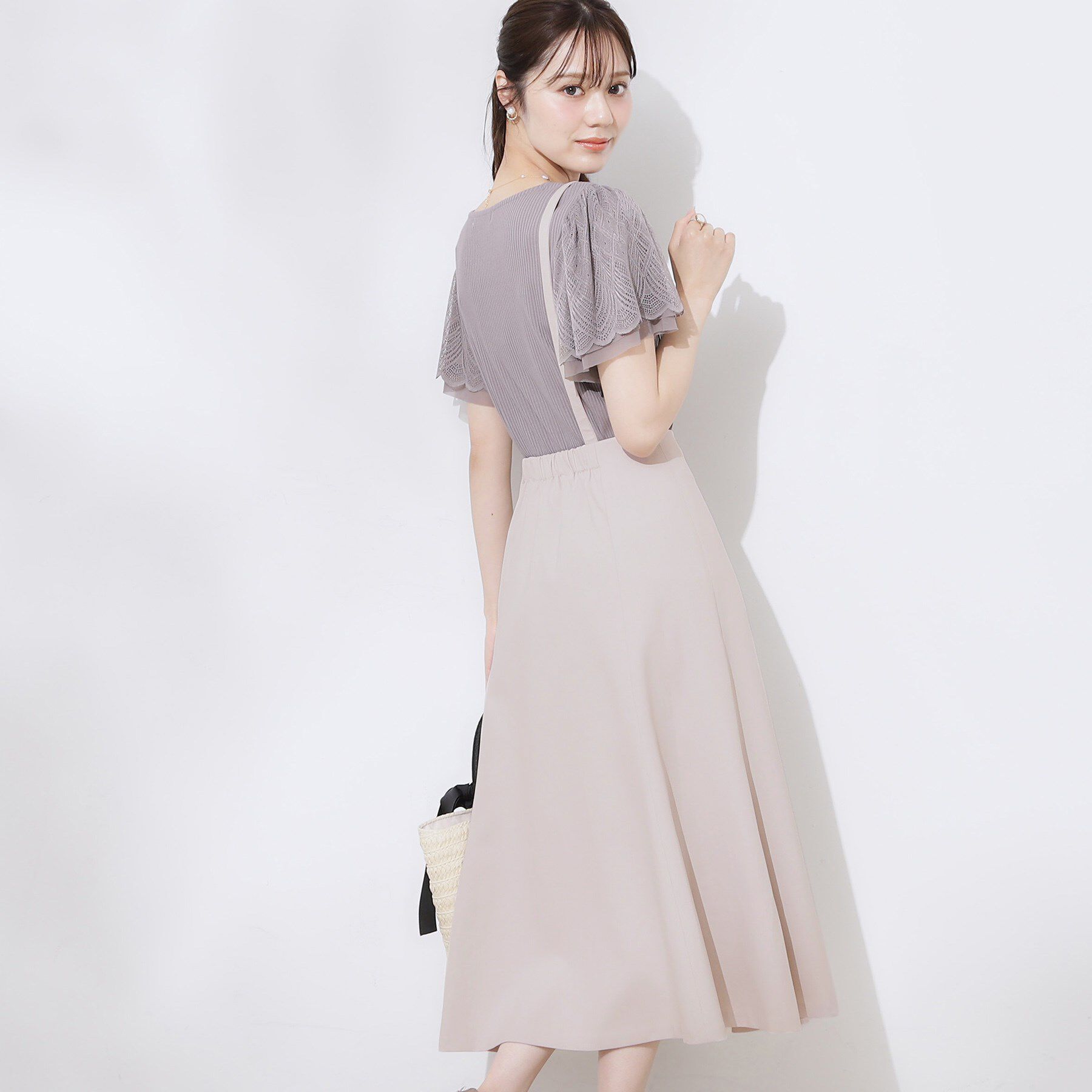 Couture broach「【2WAY・通勤・きれいめ】リネンライク サス付きスカート」|ジャンパースカート|