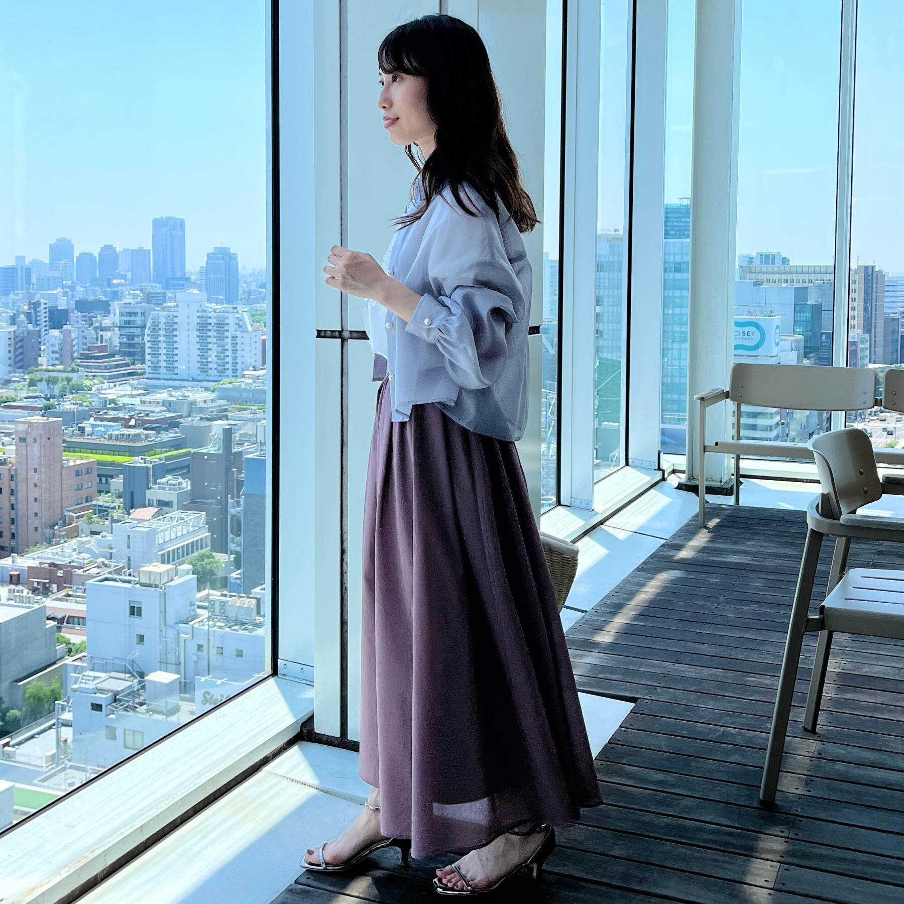 Couture broach「【洗える・秋まで使える】パール調ボタンシアーシャツ」|シャツ・ブラウス|