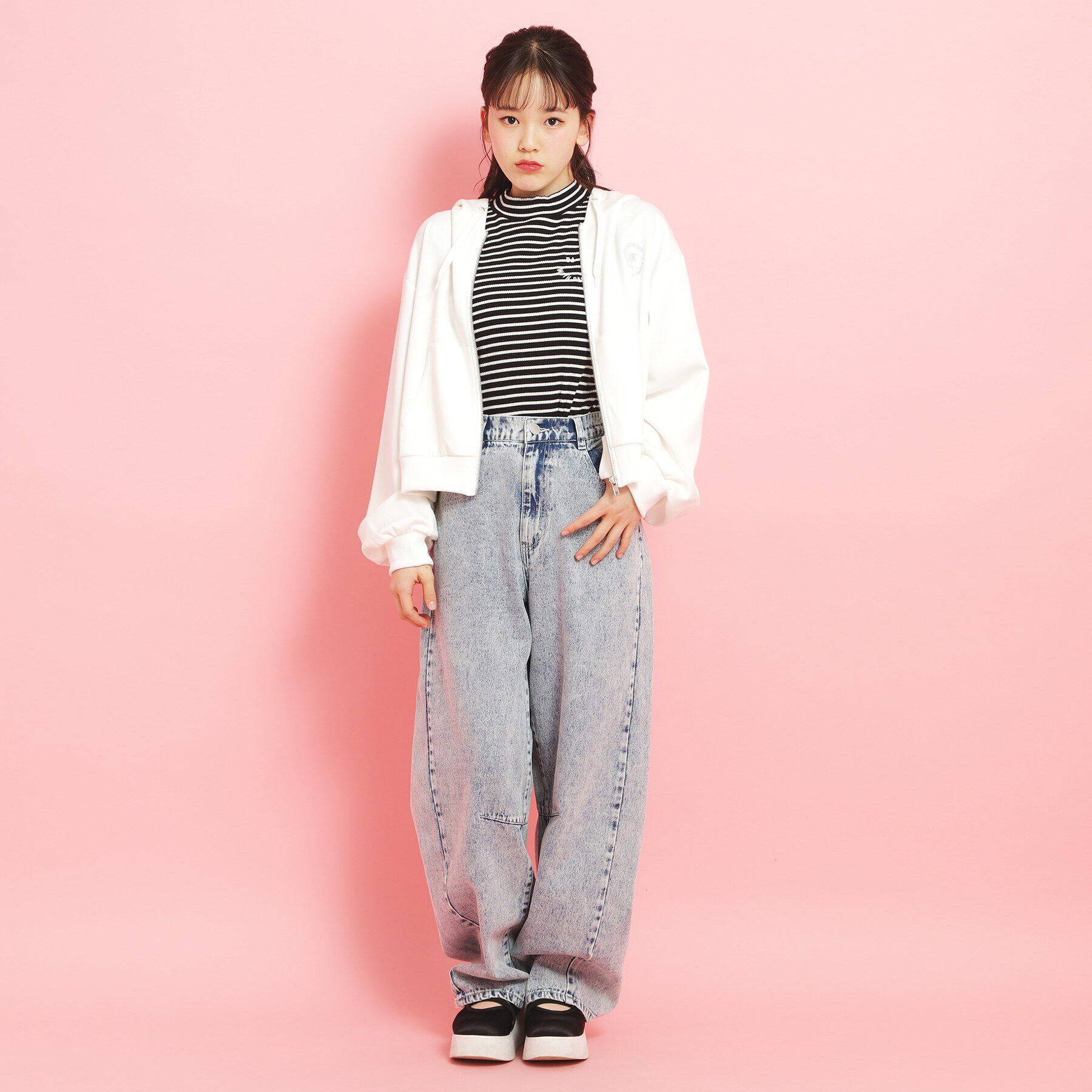 PINK-latte「フード付きジップパーカ」|パーカー|