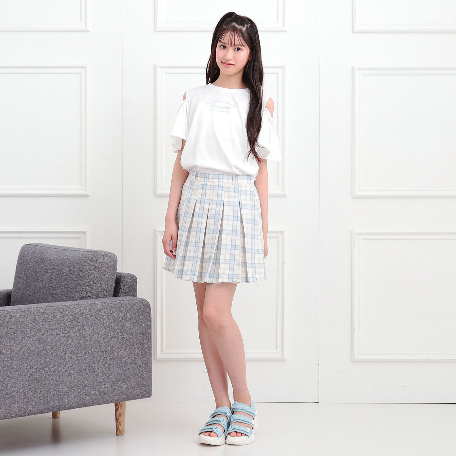 PINK-latte「肩あきフレアスリーブトップス」|Tシャツ・カットソー|