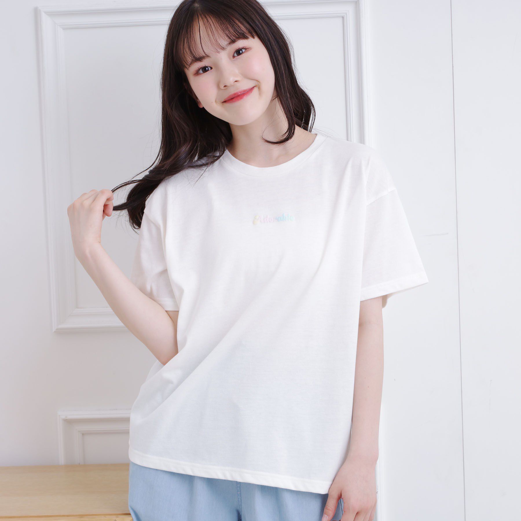 PINK-latte「グラデーションくまちゃん発砲ビッグTシャツ」|Tシャツ・カットソー|