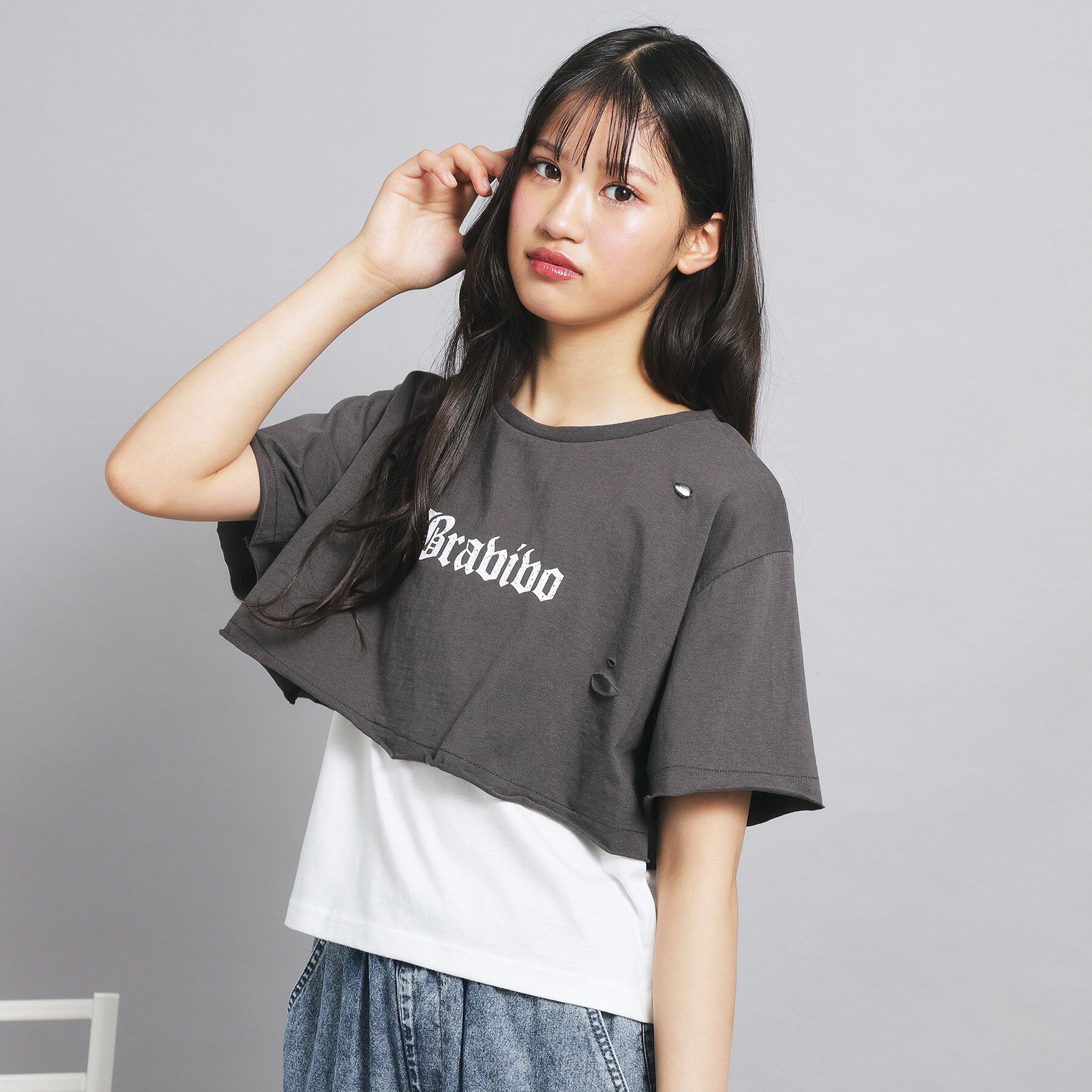 PINK-latte「【セットアイテム】ダメージTシャツ＋タンクセット」|その他|