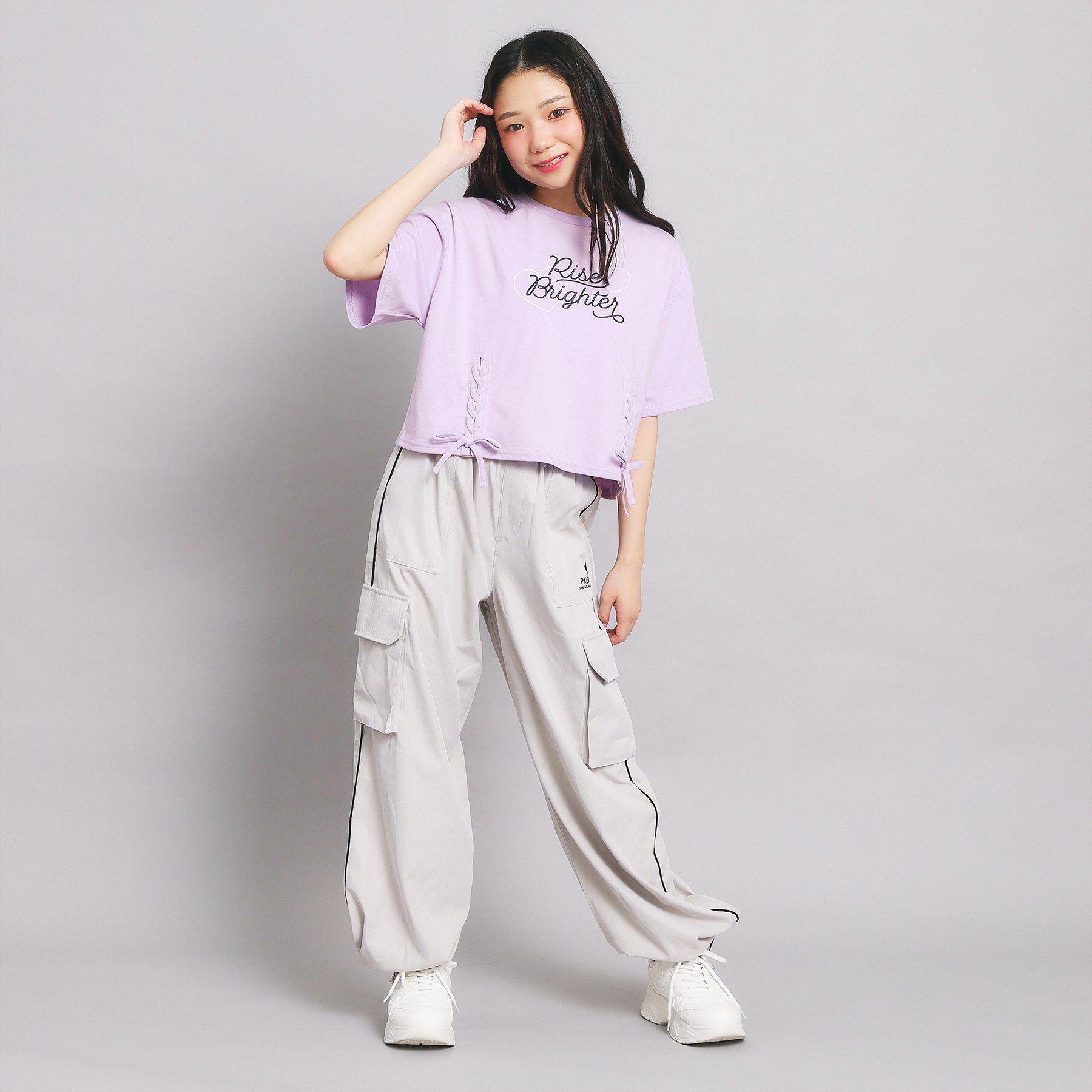 PINK-latte「レースアップTシャツ」|Tシャツ・カットソー|