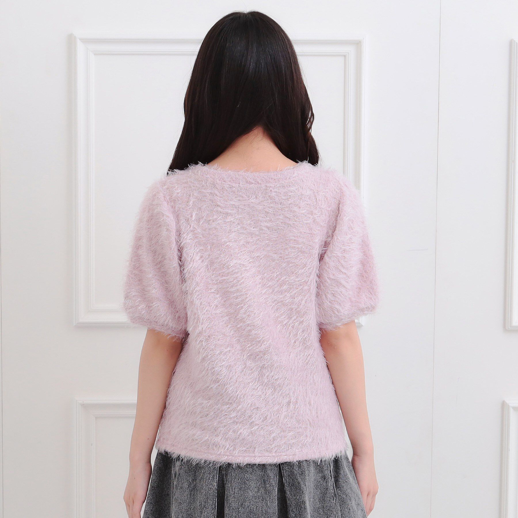 PINK-latte「ふわふわパフスリーブ半袖トップス」|ニット・セーター|