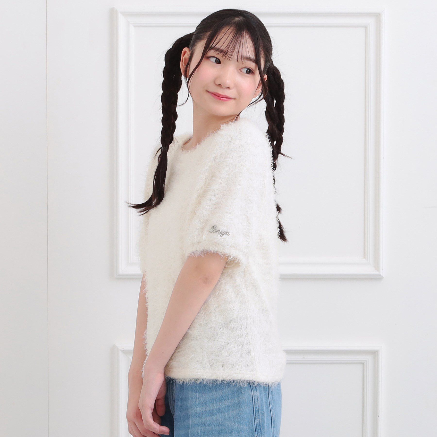 PINK-latte「ふわふわパフスリーブ半袖トップス」|ニット・セーター|