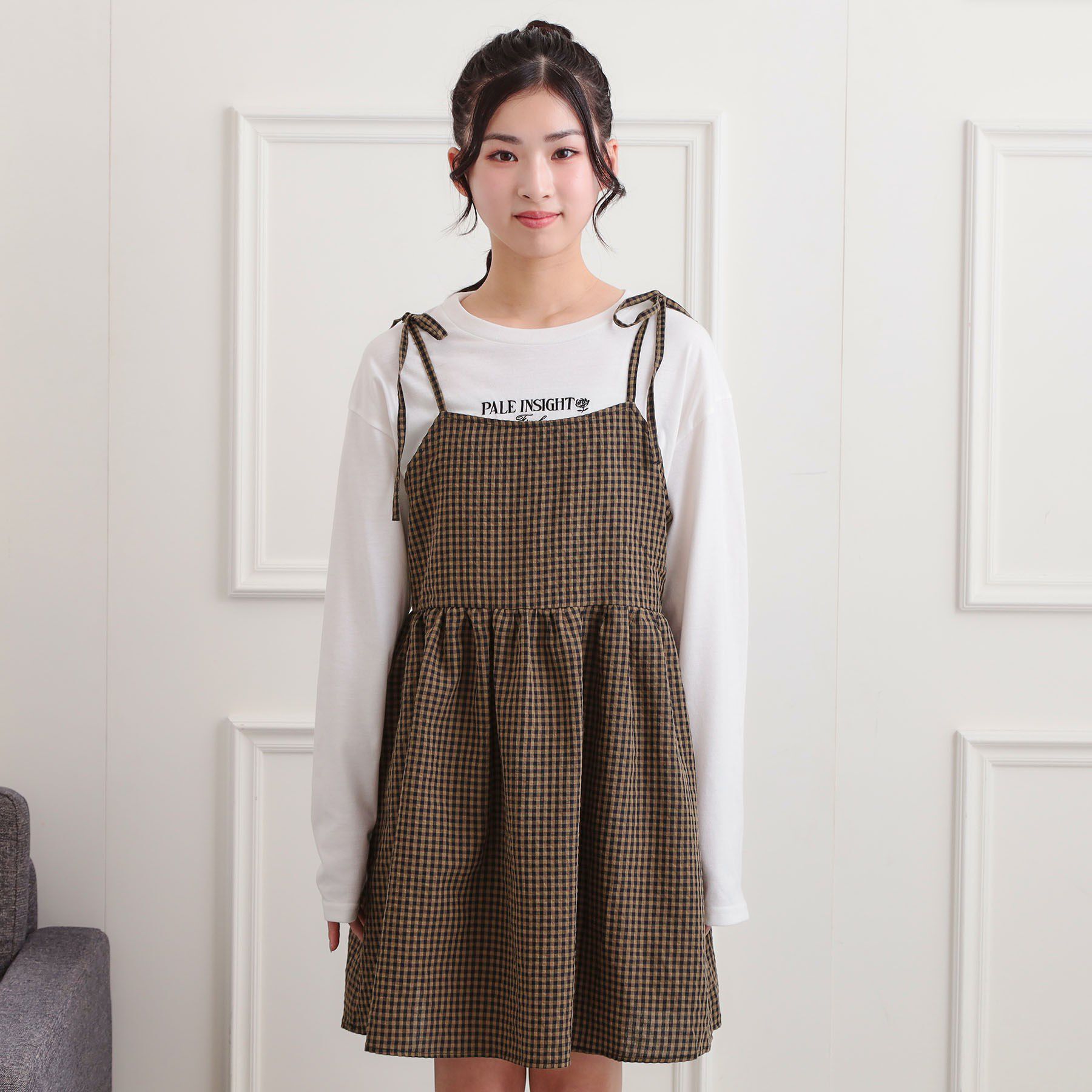 PINK-latte「ギンガムキャミワンピ＋ロンTセット」|その他|