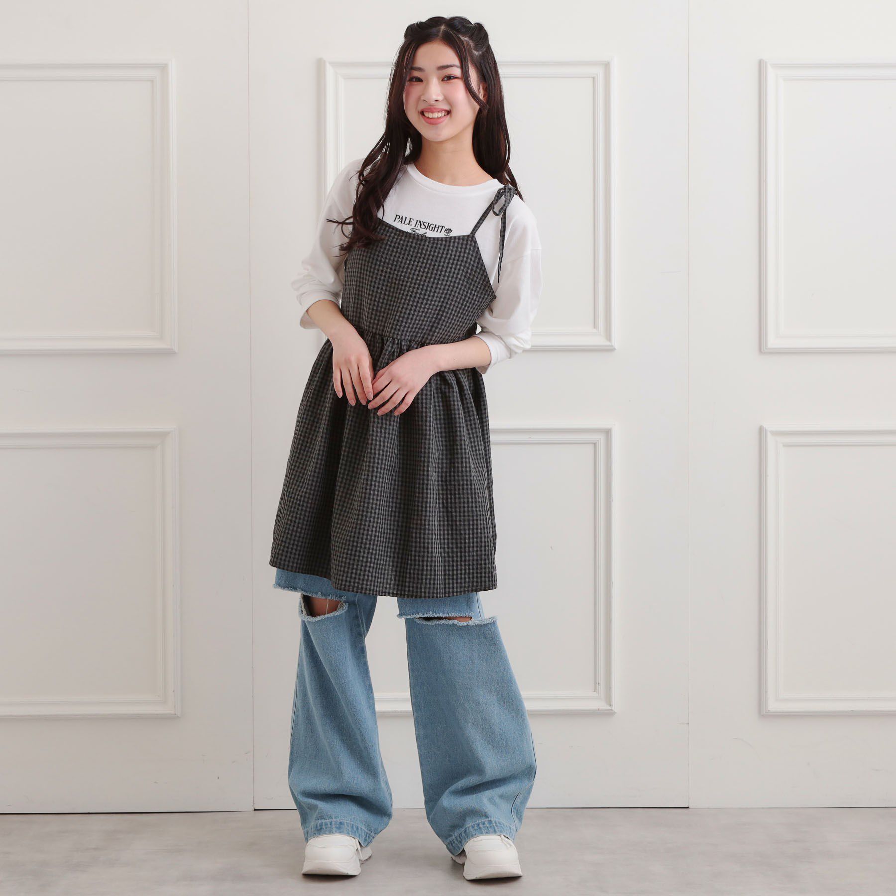 PINK-latte「ギンガムキャミワンピ＋ロンTセット」|その他|