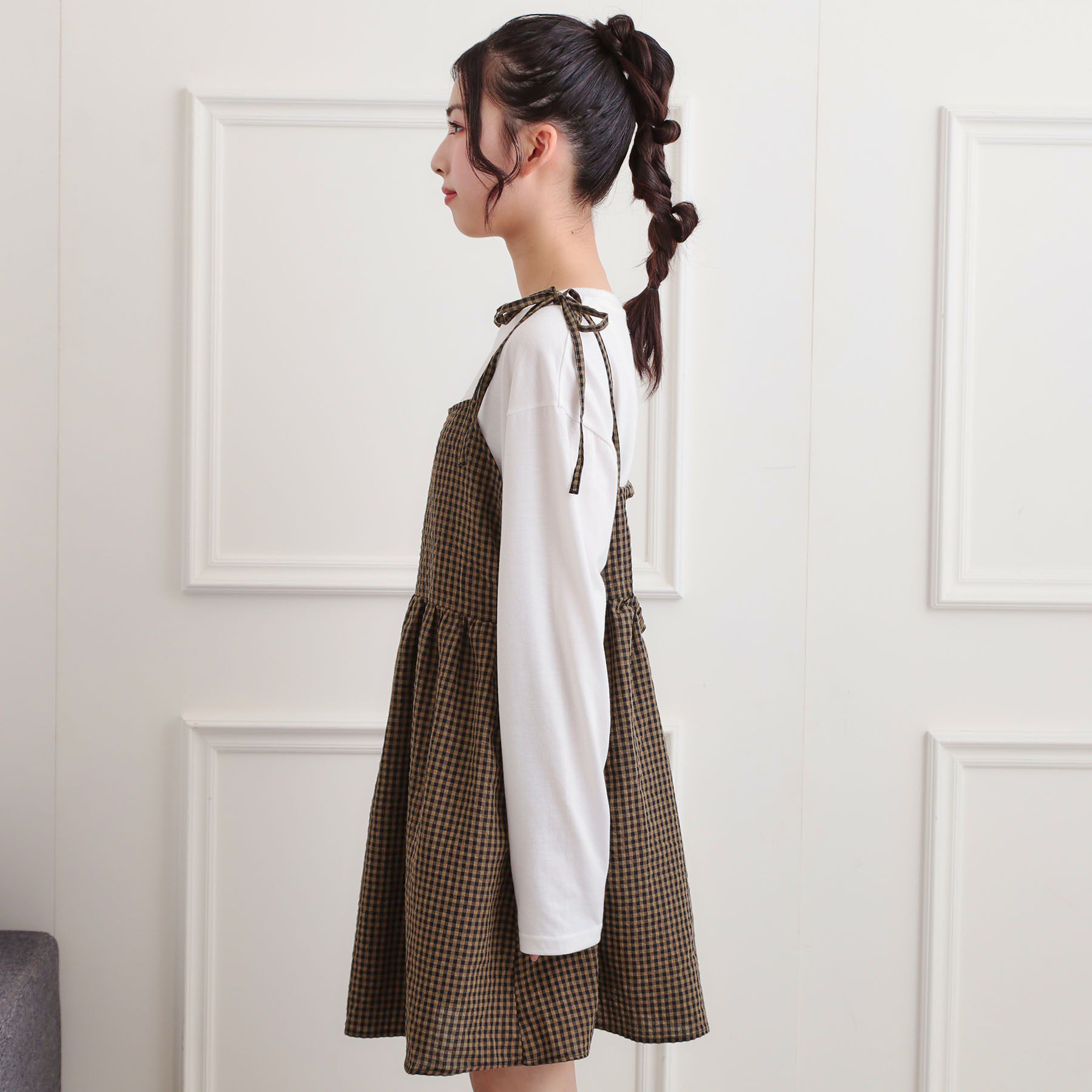 PINK-latte「ギンガムキャミワンピ＋ロンTセット」|その他|