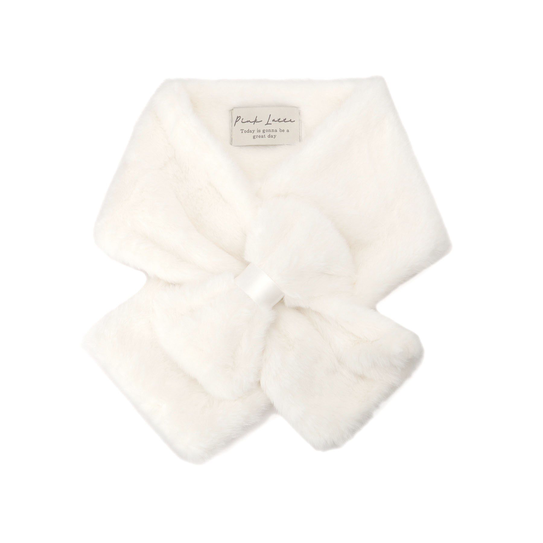 PINK-latte「リボン差込ティペット」|マフラー|ホワイト(001)