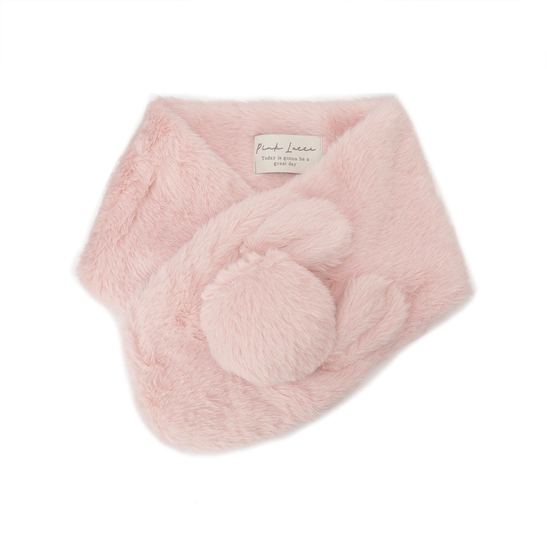 PINK-latte「ポンポン耳付きティペット」|マフラー|ピンク(071)