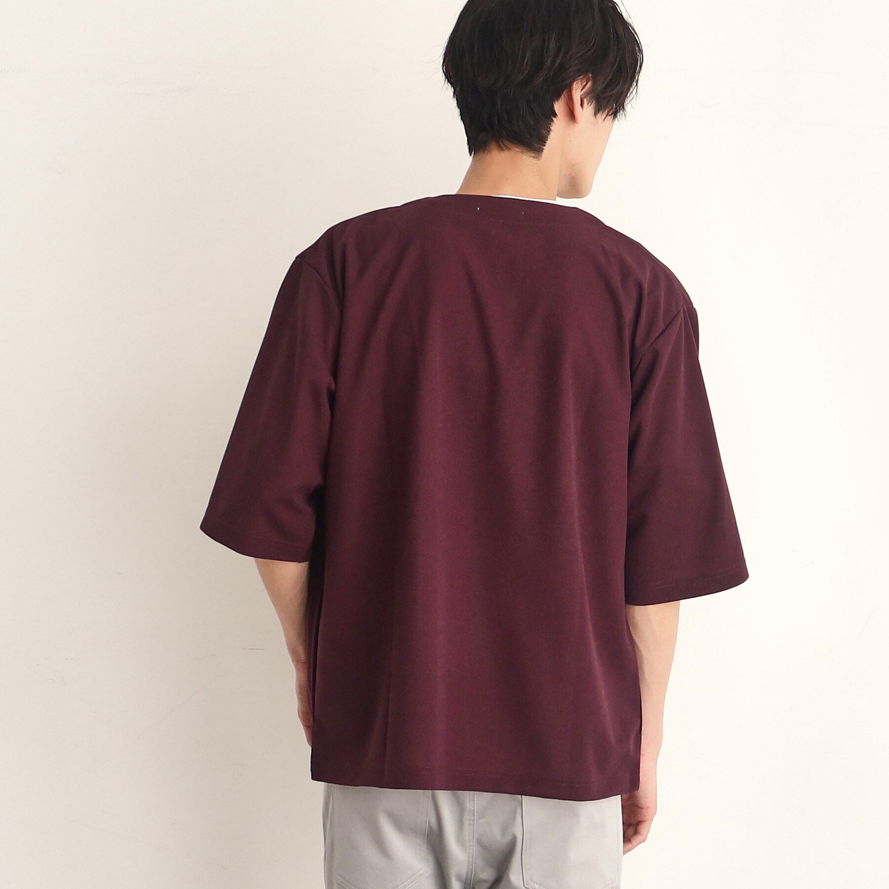 THE SHOP TK「【インナー&times;五分袖カーデ セットアイテム】梨地ハーフスリーブカーディガン&times;ライトパーフェクティー」|カーディガン|