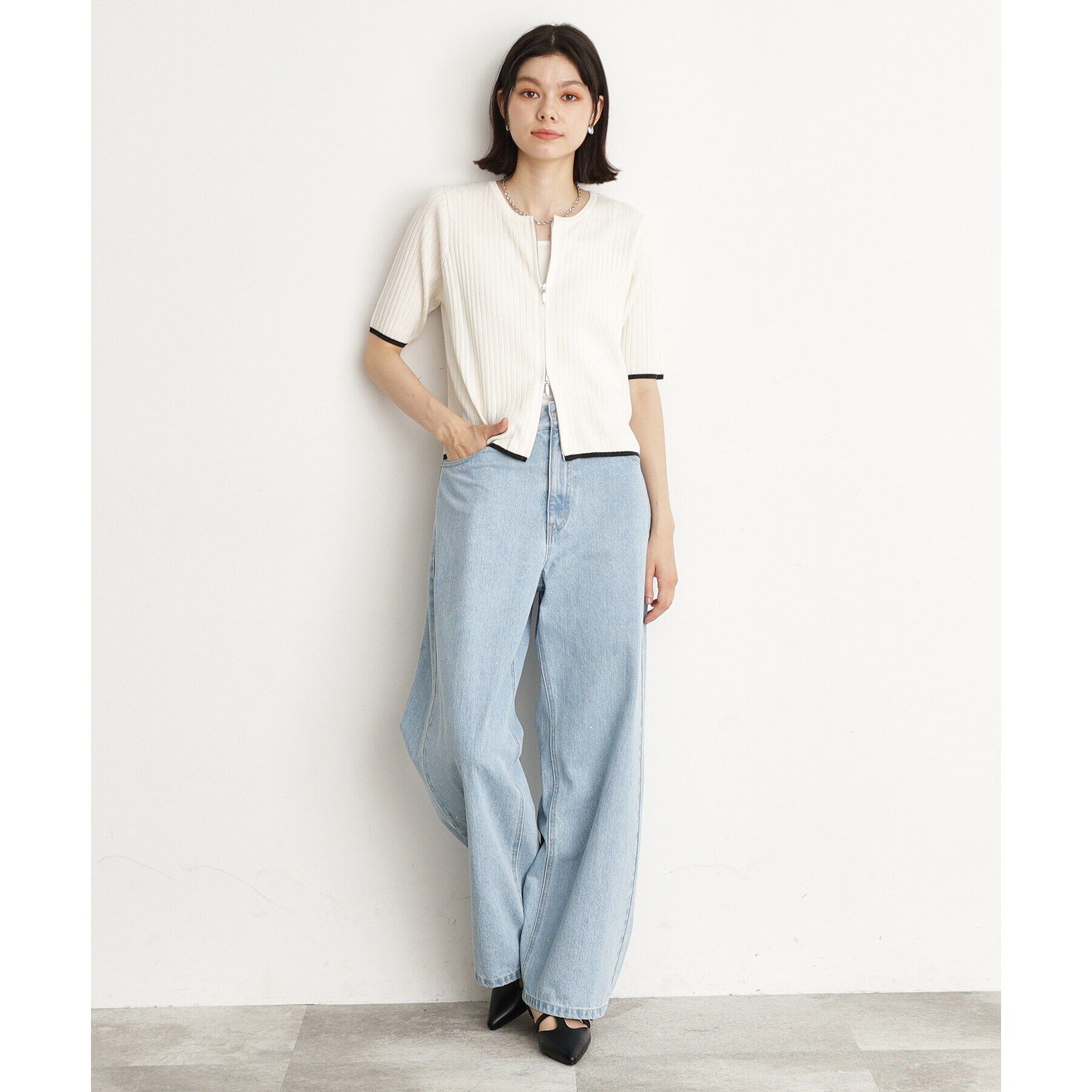 THE SHOP TK「【毛玉になりにくい】Wジップリブプルオーバー/洗える」|ニット・セーター|