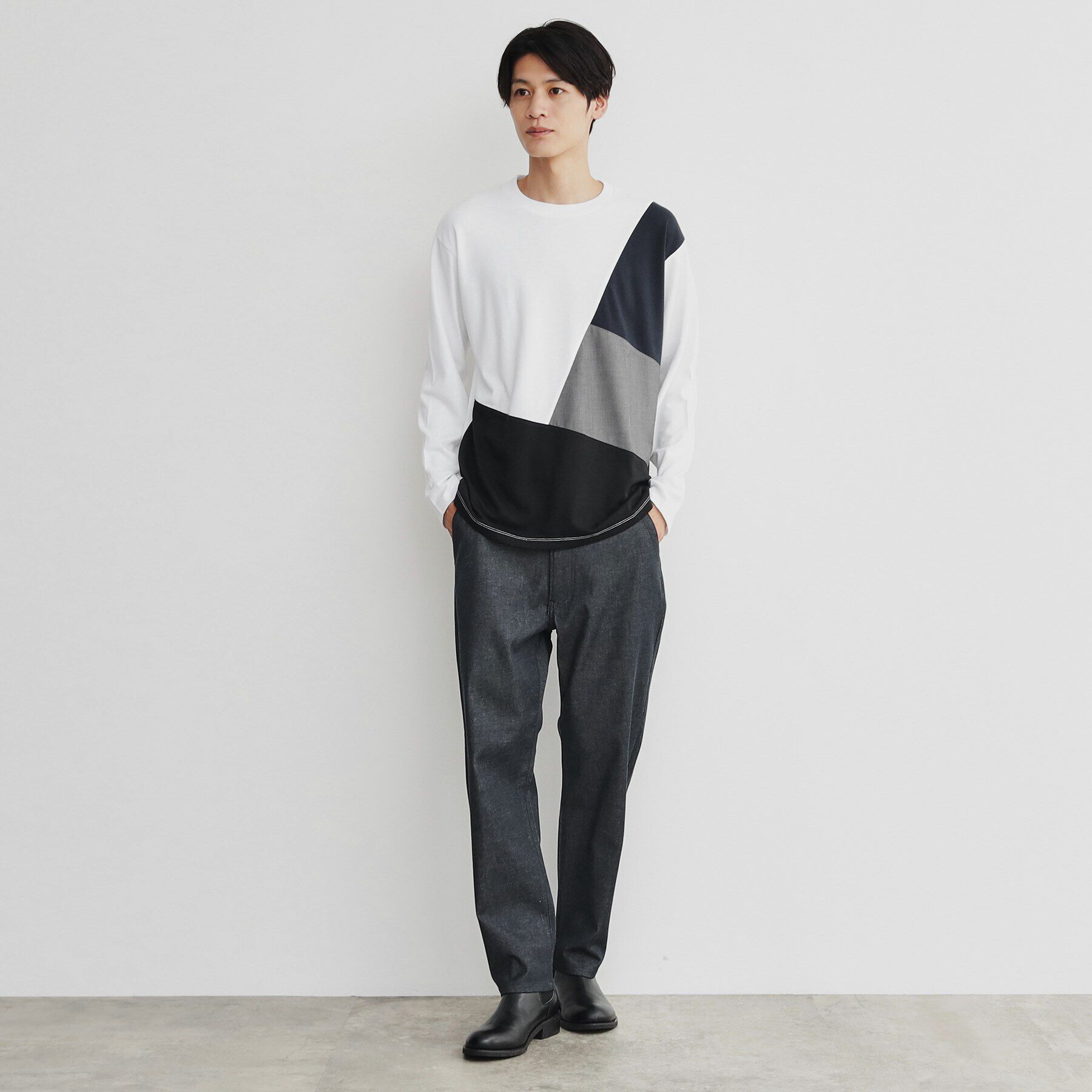 THE SHOP TK「異素材ブロッキング長袖Tシャツ」|Tシャツ・カットソー|