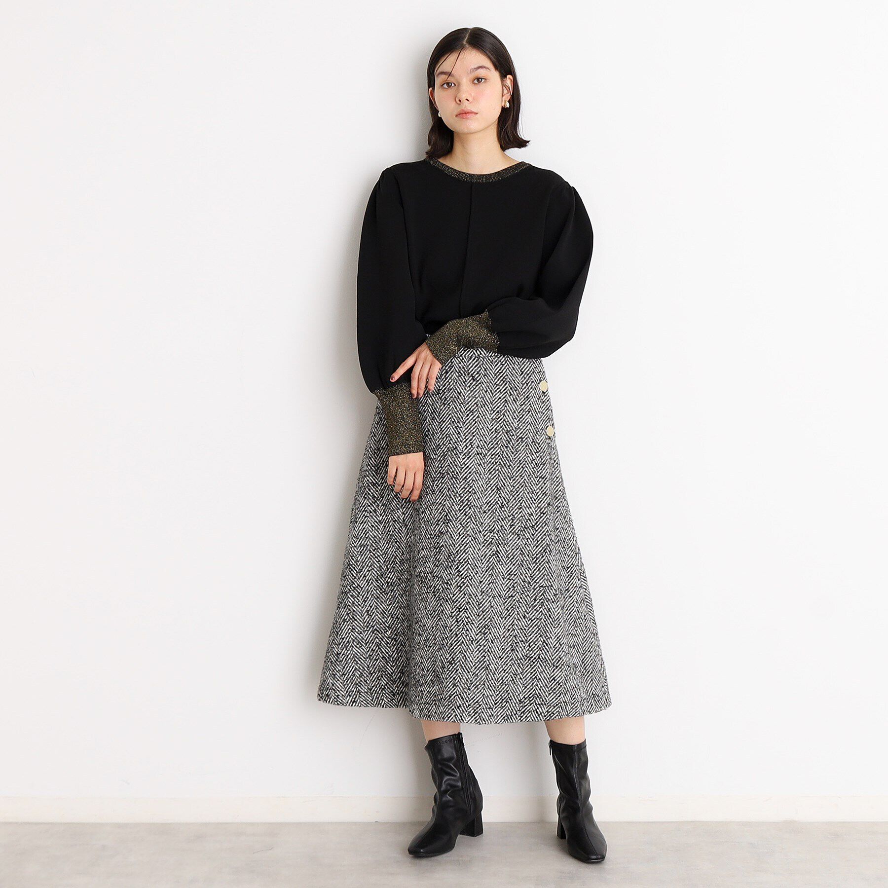 THE SHOP TK「袖ボリューム&times;ラメリブ配色ニット【洗える】」|ニット・セーター|