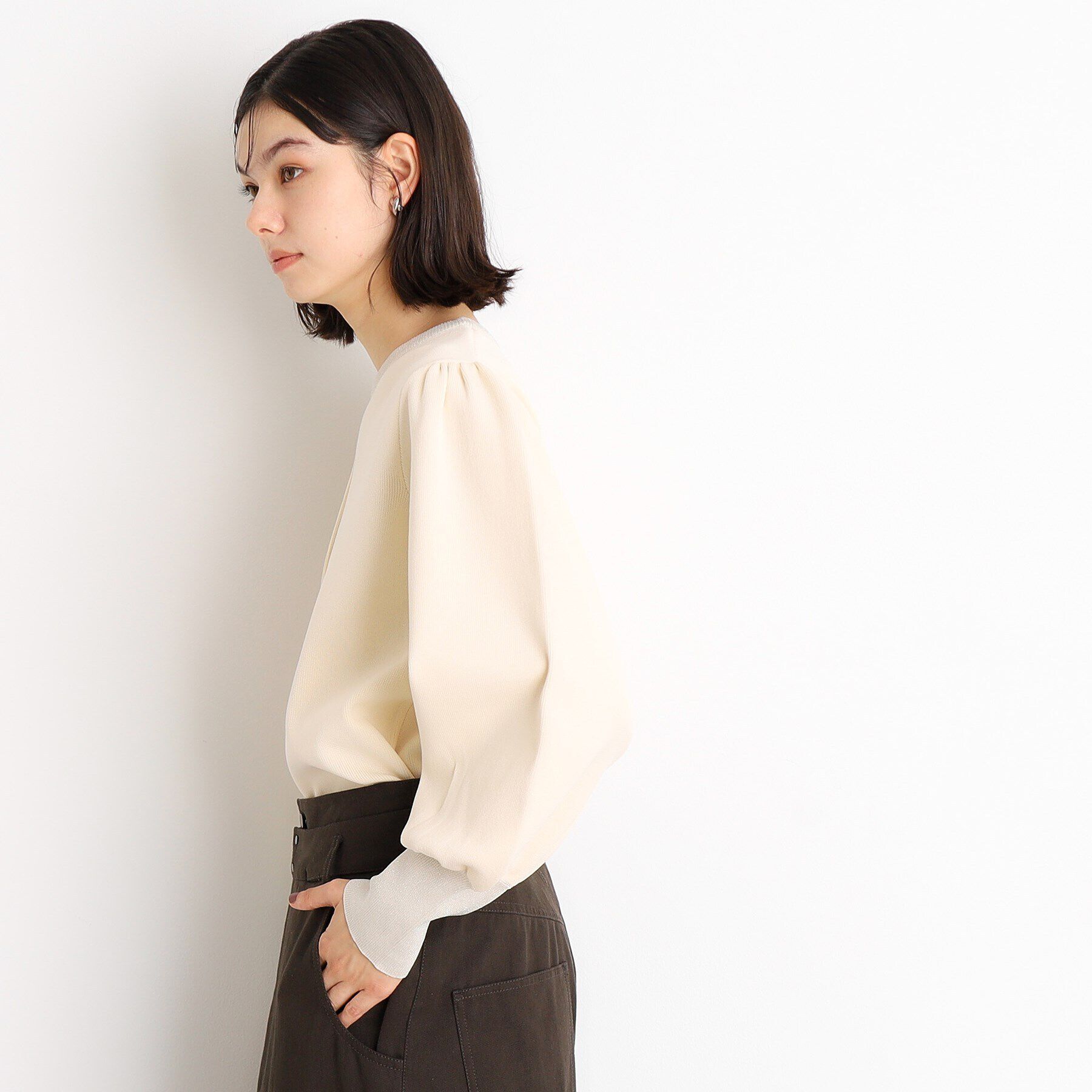 THE SHOP TK「袖ボリューム&times;ラメリブ配色ニット【洗える】」|ニット・セーター|