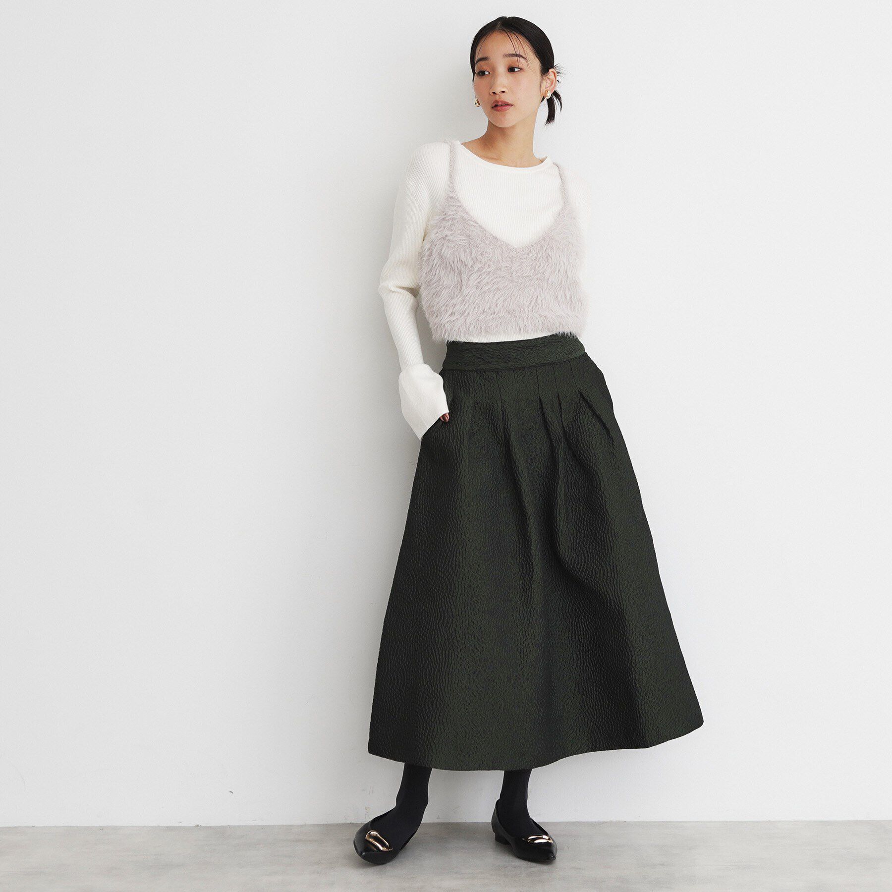 THE SHOP TK「ふくれジャカードフレアスカート」|スカート|